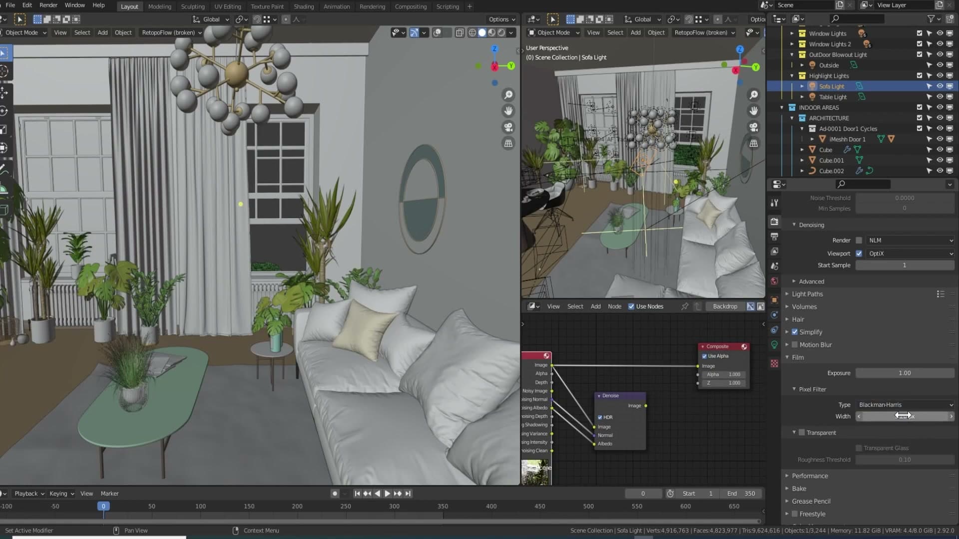 Render Properties pixel filter dropdown set to Blackman-Harris