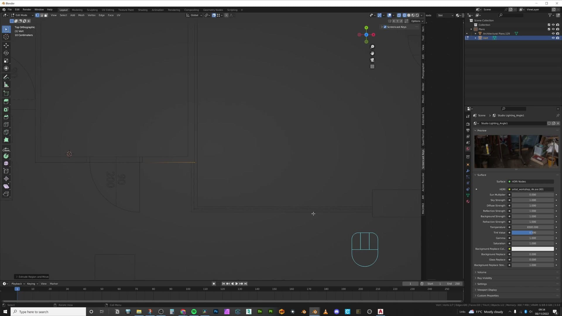 Wall outline traced around the floor plan with vertex snapping.