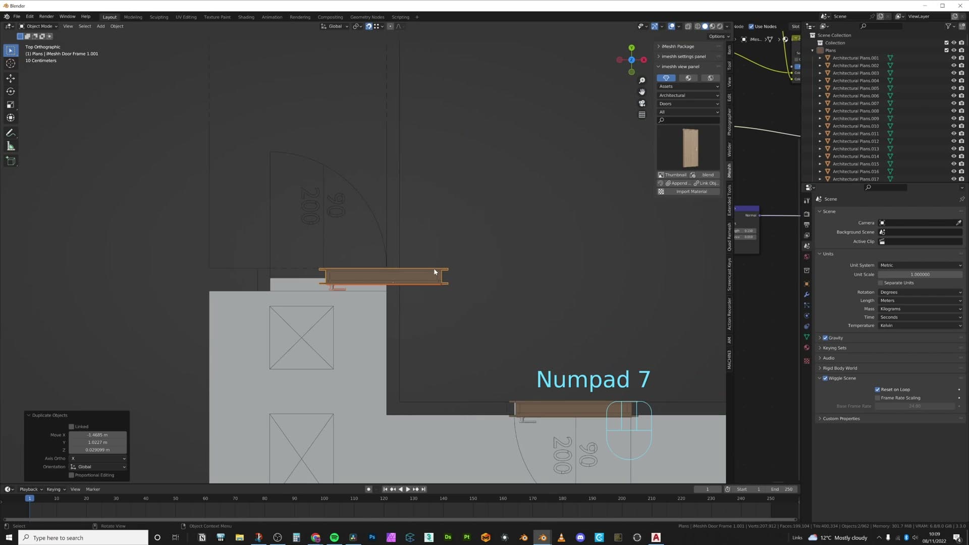 Front door asset appended and mirrored so the hinge side matches the plan.