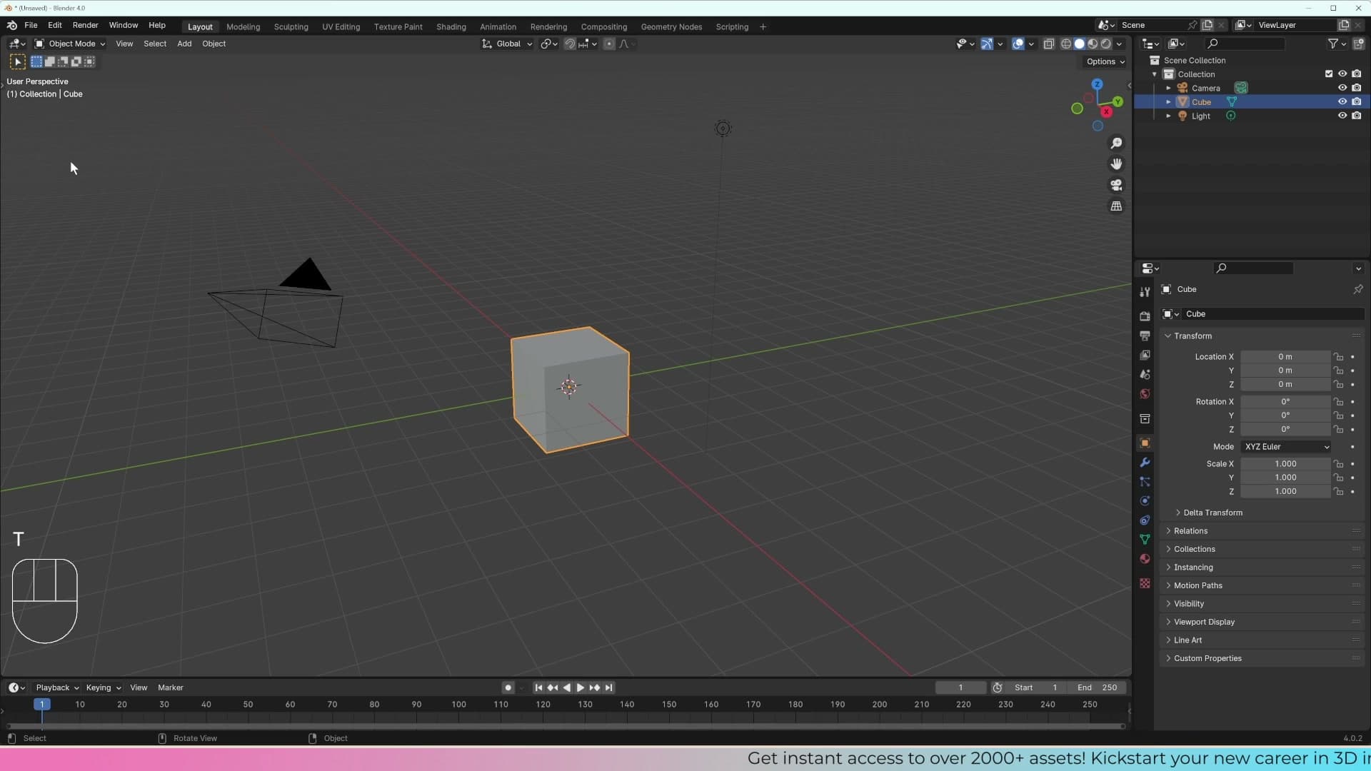 The T toolbar opened on the left of the viewport. Your mouse must be inside the viewport for shortcuts to register.