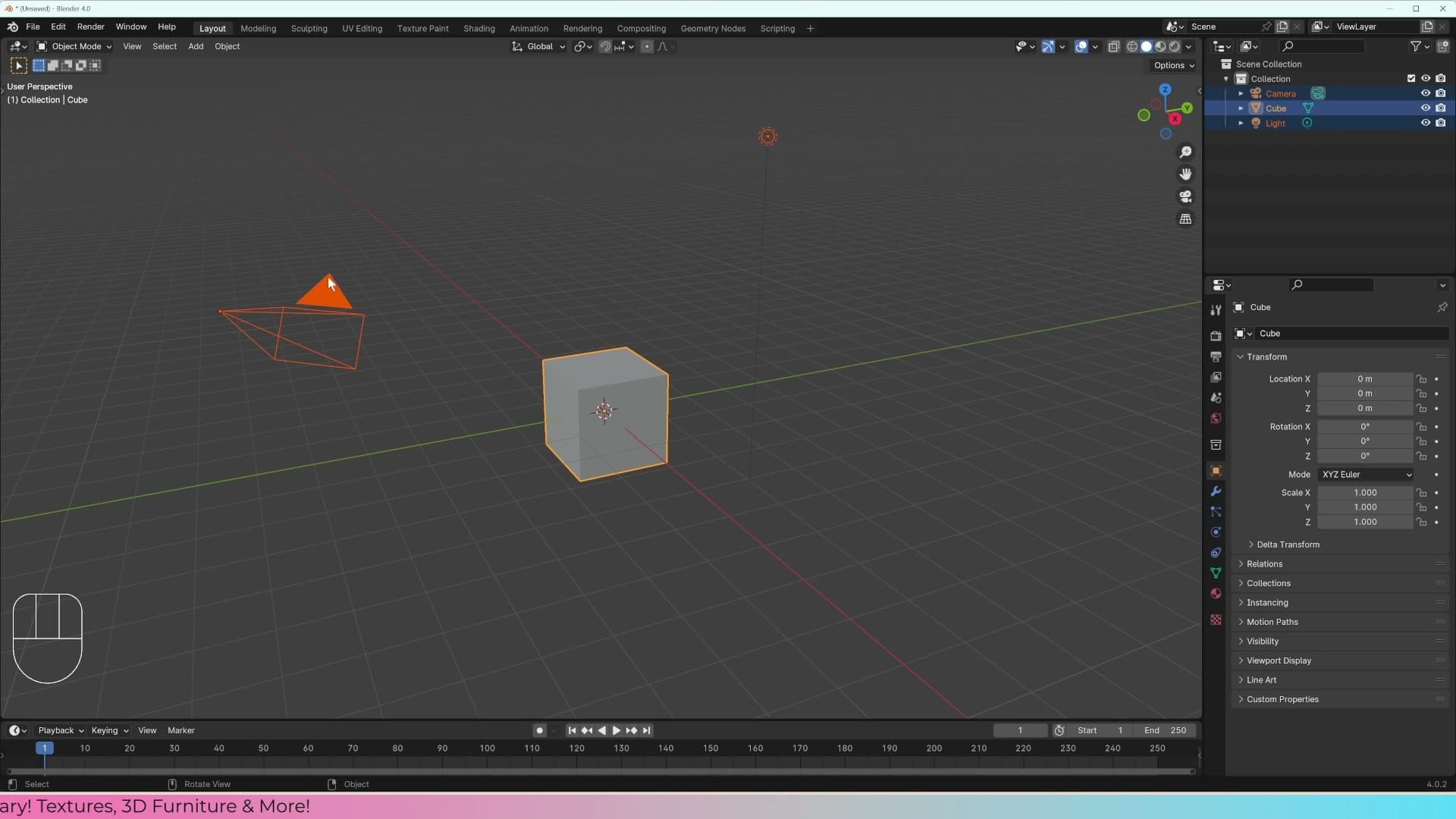 Multi-selecting in the Outliner with Shift. The last selected object gets a brighter yellow outline.