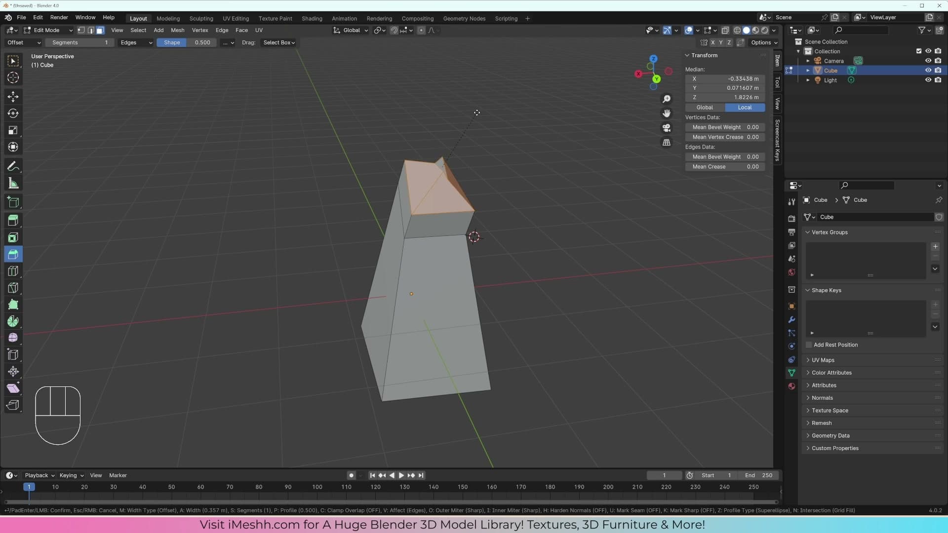 Switching to edge select mode (press 2) to grab an edge loop for rotation.