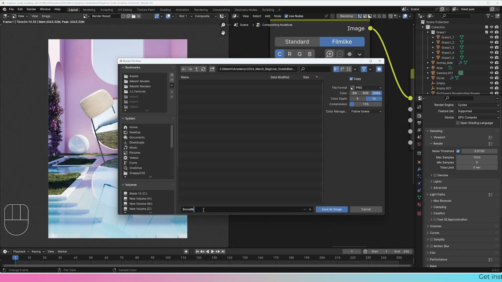 Image menu open with Save As Image highlighted.