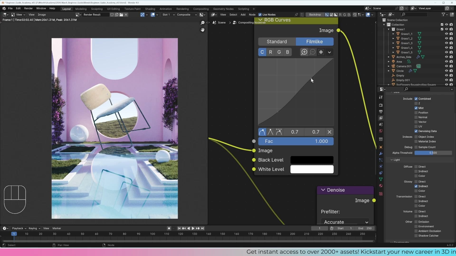 Output Properties with Look changed to Film High Contrast for a richer image.