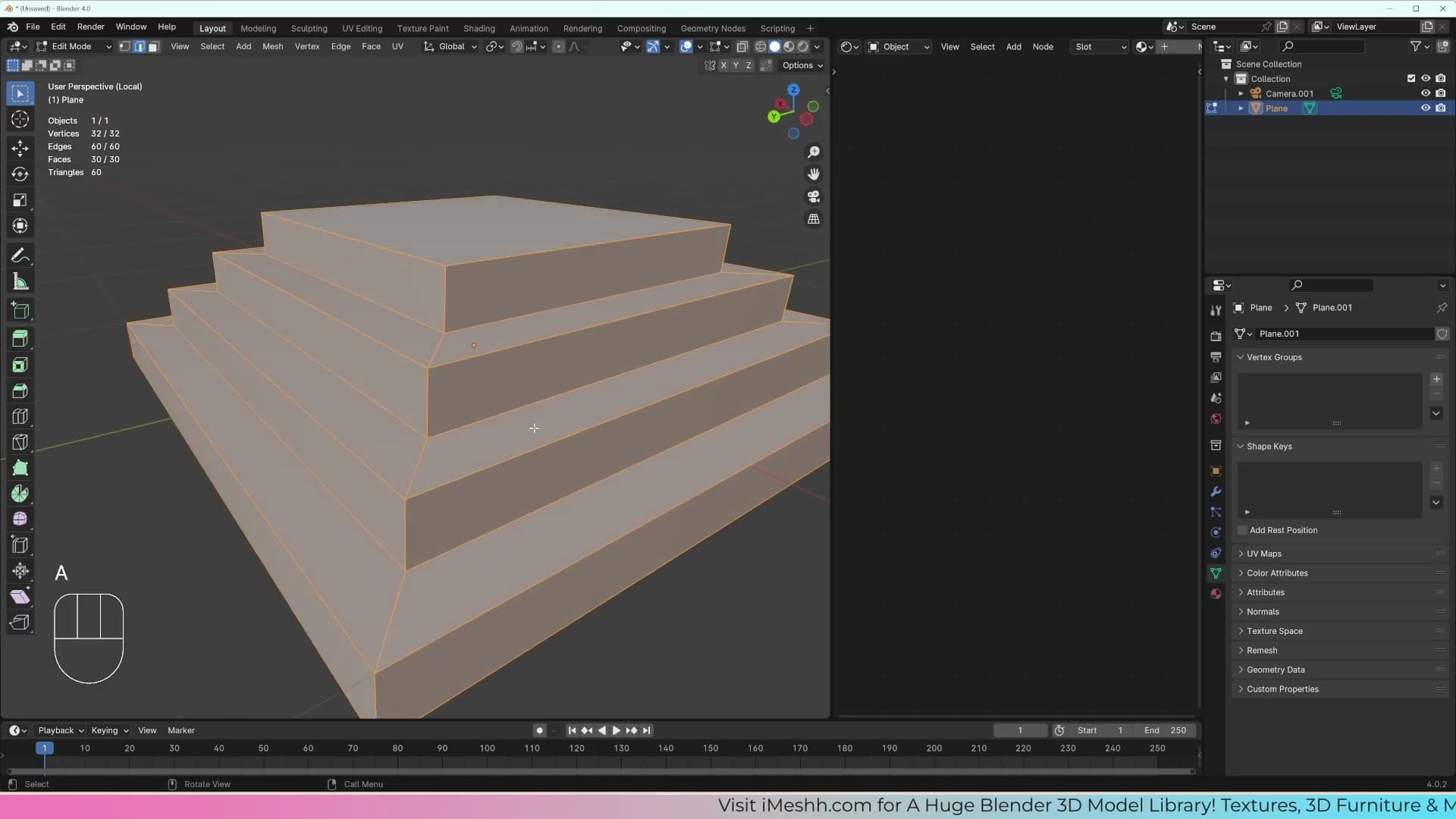 Bevel modifier added: width and segments can be tuned freely later, unlike Ctrl+B bevel which is baked in.