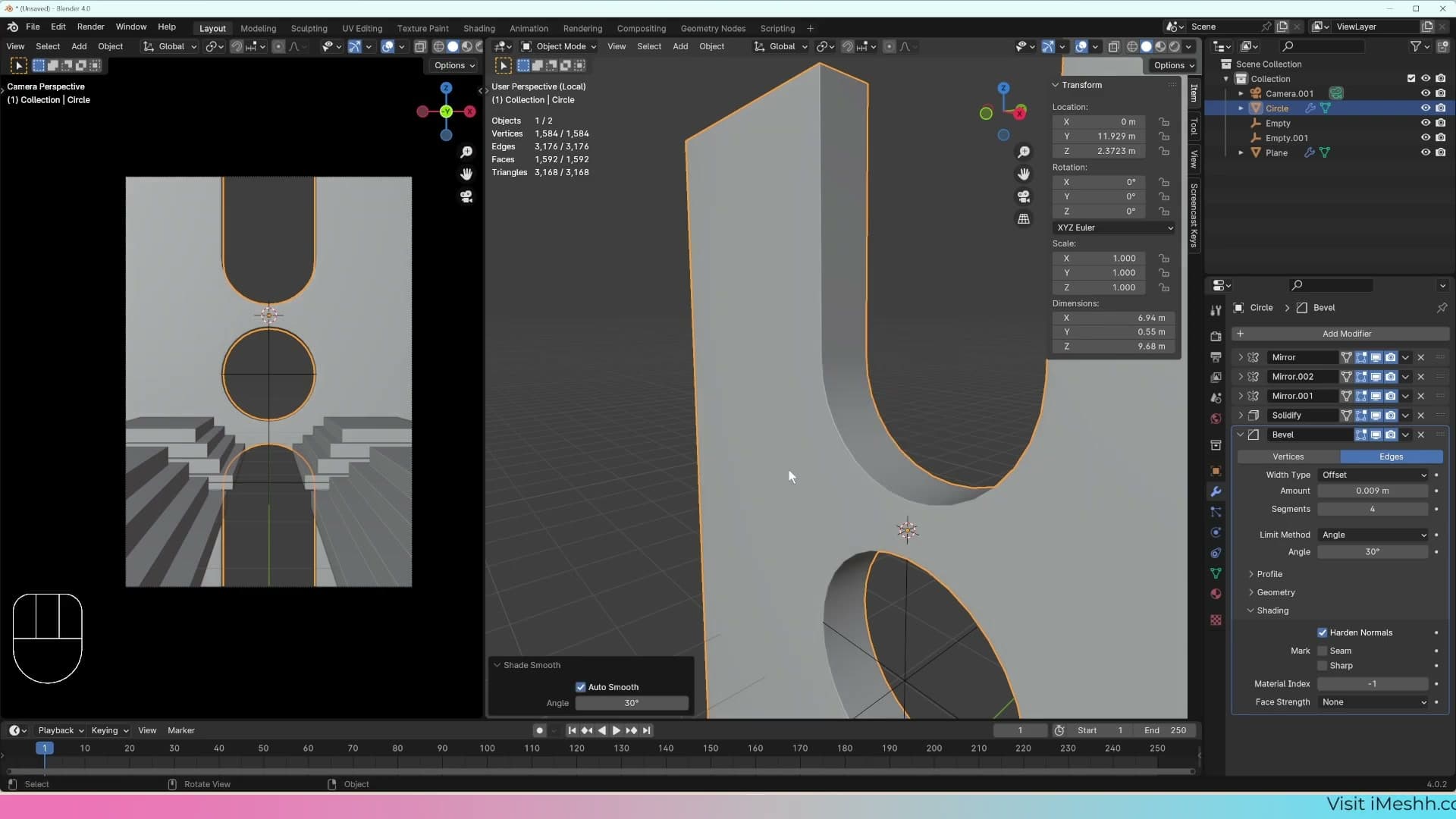 Shade Auto Smooth + the bevel modifier's Harden Normals checkbox keeps flats flat and curves round.