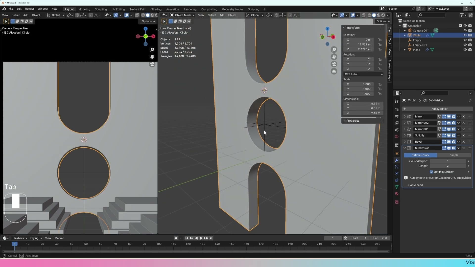 Ctrl+R adds a control loop near the wall corner; G G slides it to sharpen the edge.