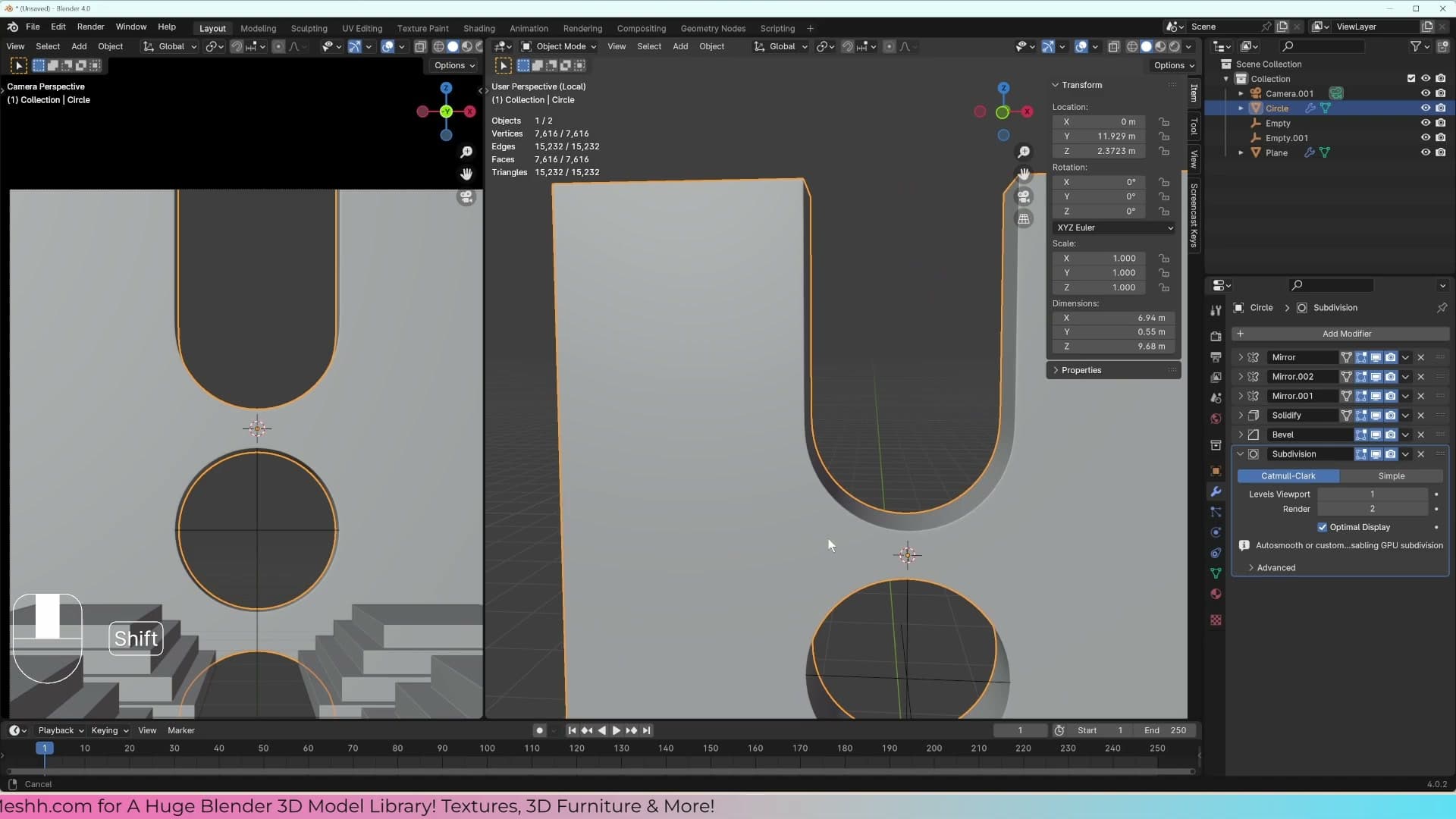 Extra loop cuts on the top fix the strange shading where the arch meets the wall.