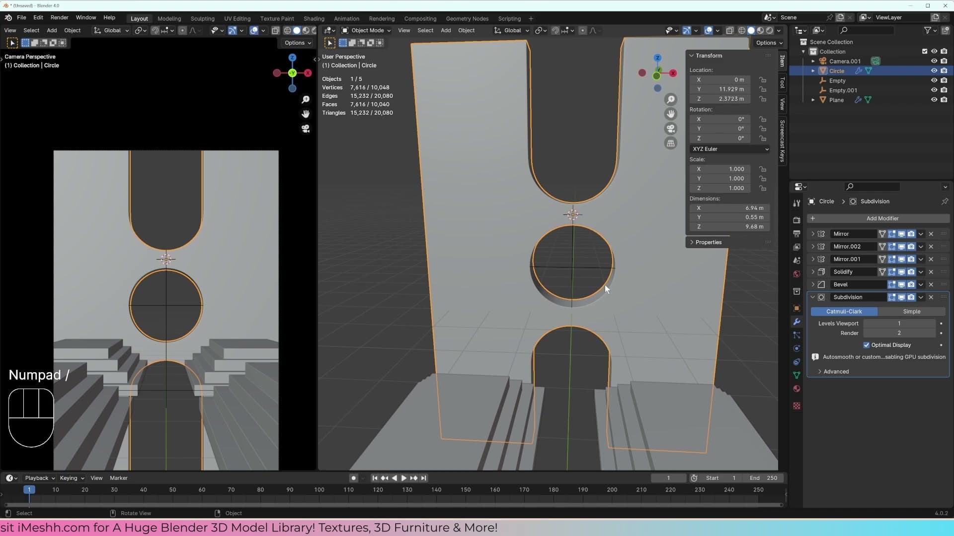 Side Arches, Water and Surroundings in Blender 4.0: Course Part 4