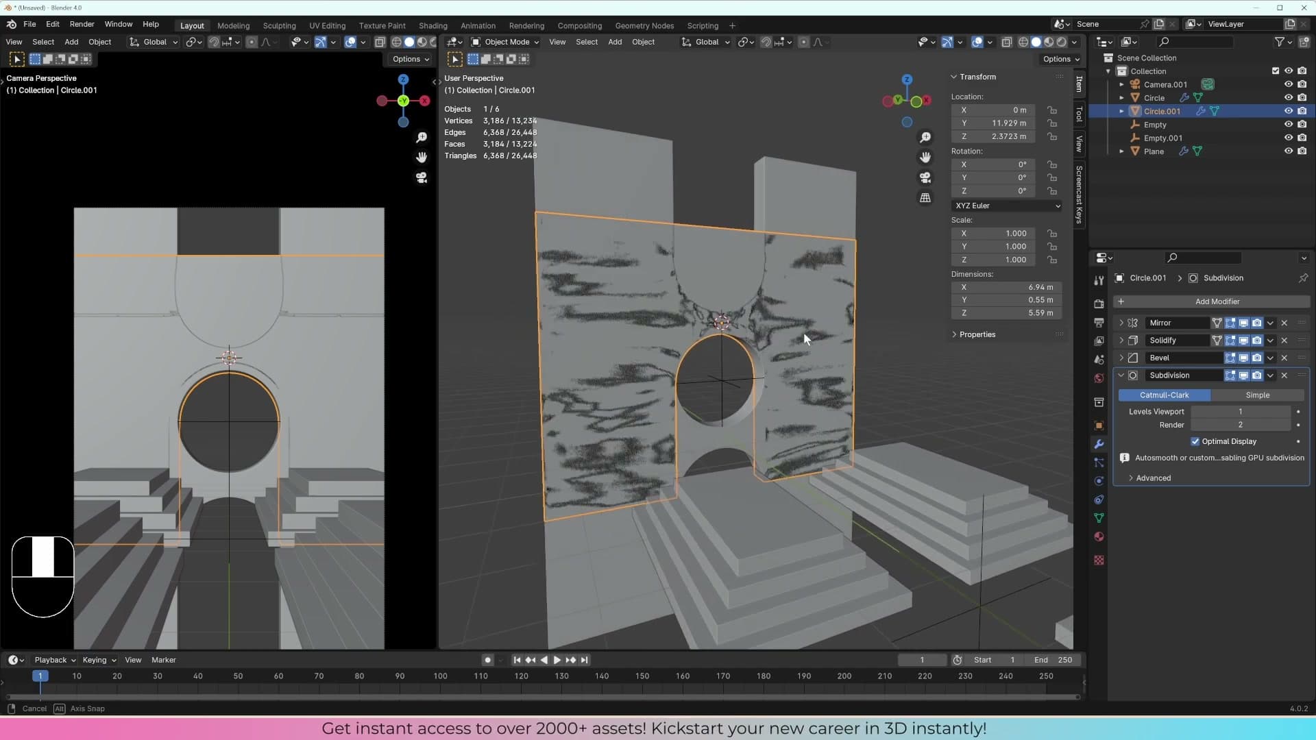Z-fighting: overlapping faces flicker because Blender can't decide which surface is in front.