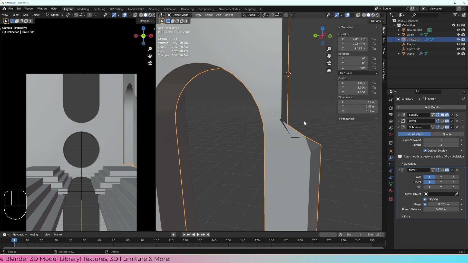 Shading errors caused by overlapping edges at the centre join. Solidify can't decide which face should be thickened.