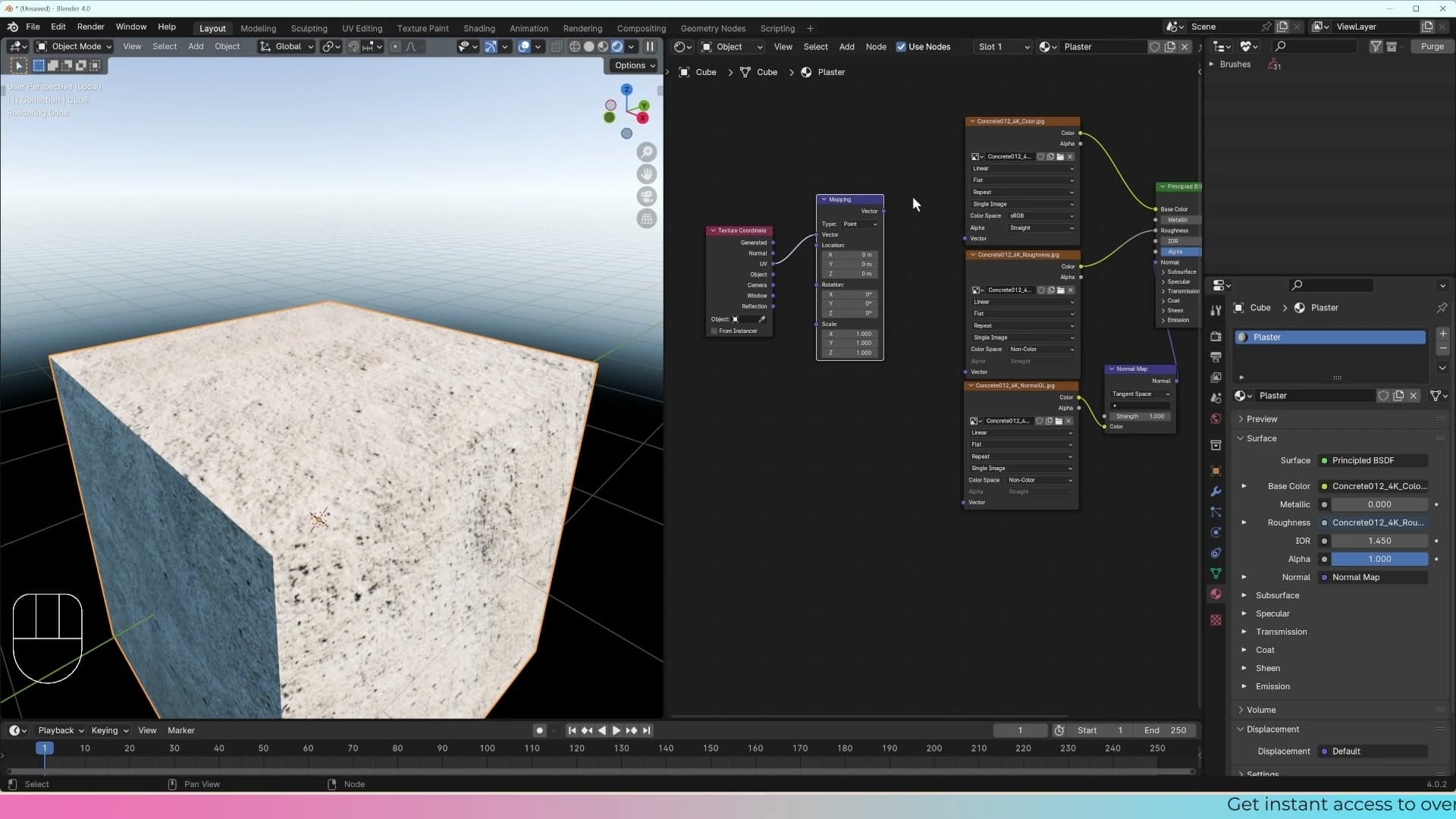 Texture Coordinate's UV output feeding a Mapping node, which feeds every image texture in the shader.