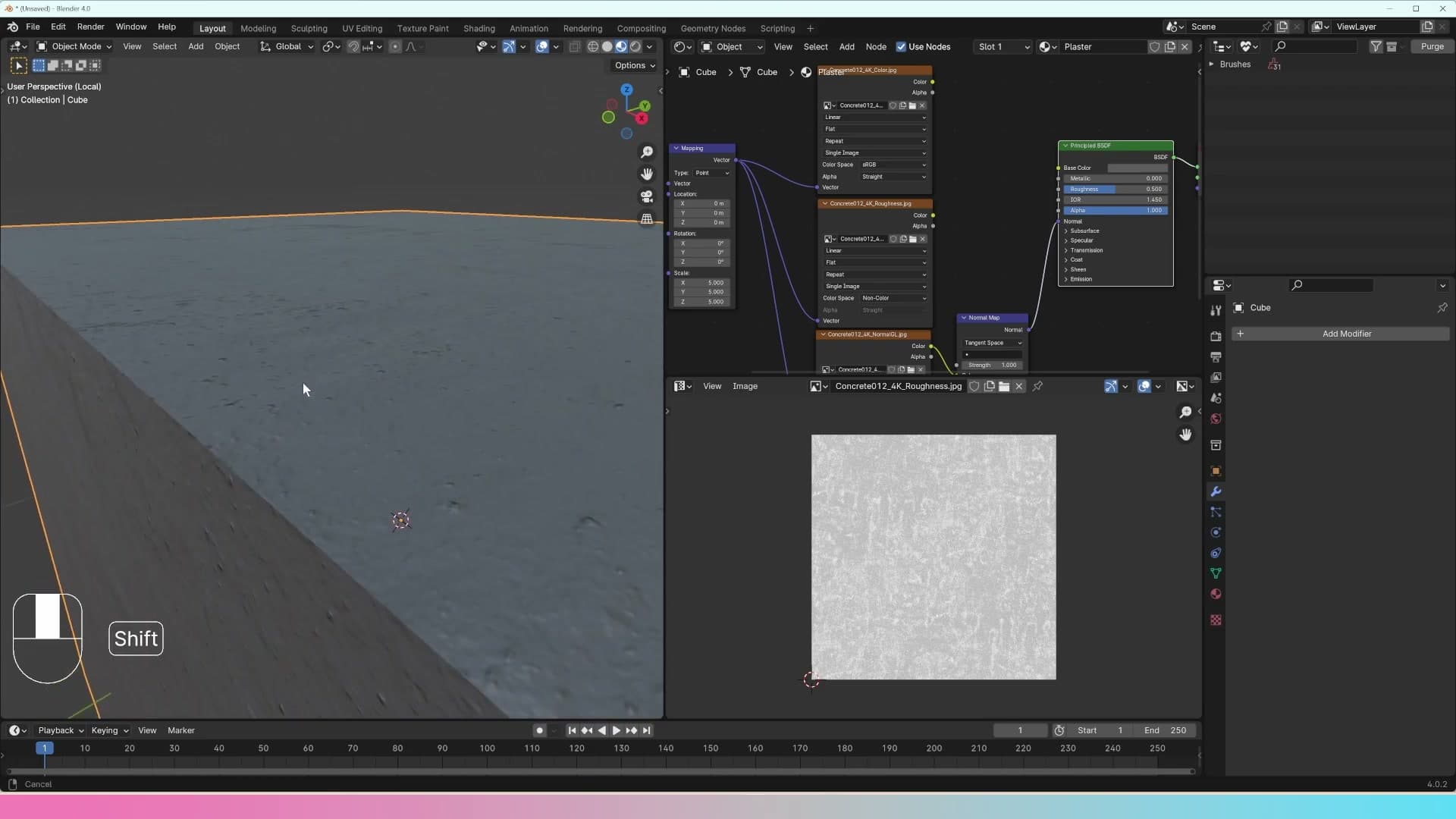 Texture continues smoothly across one corner but breaks at another, showing where the UV seam sits.