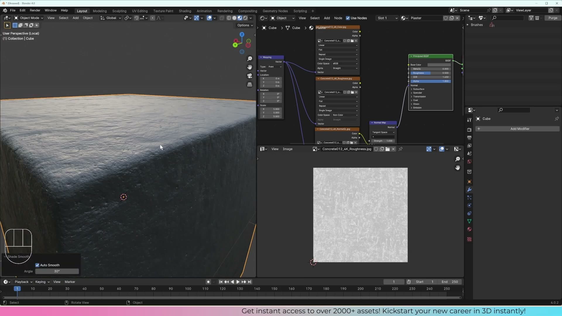Smart UV Project breaks the cube into islands automatically using an angle limit.