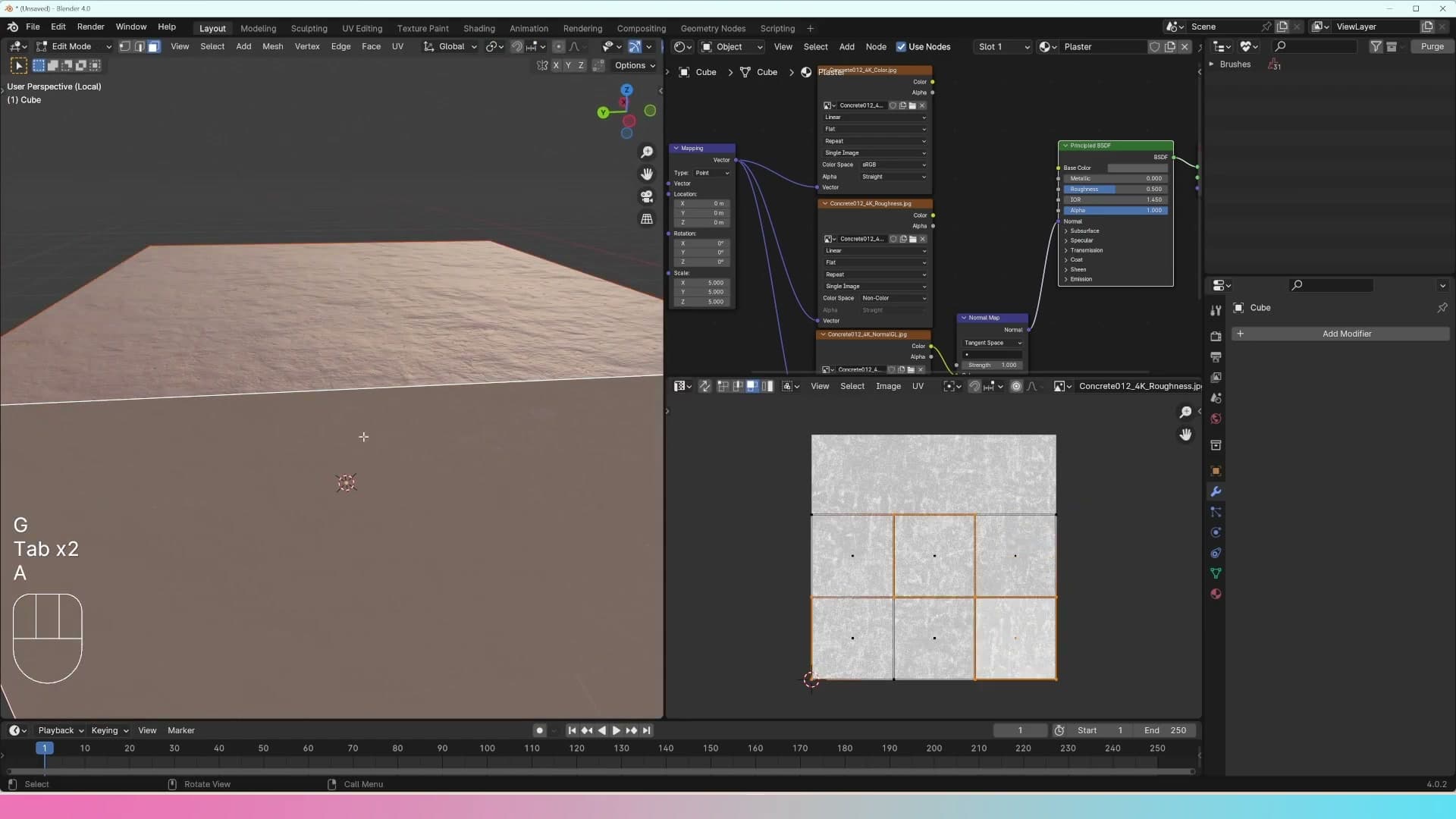 The auto-generated UV islands, fine for repeating textures viewed from a distance.