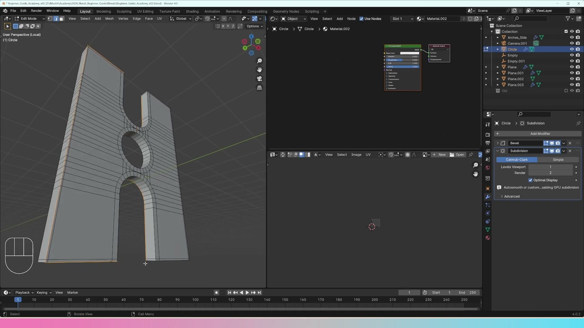 The 'old' collection toggled off in the Outliner, ready to apply modifiers on the working copy.