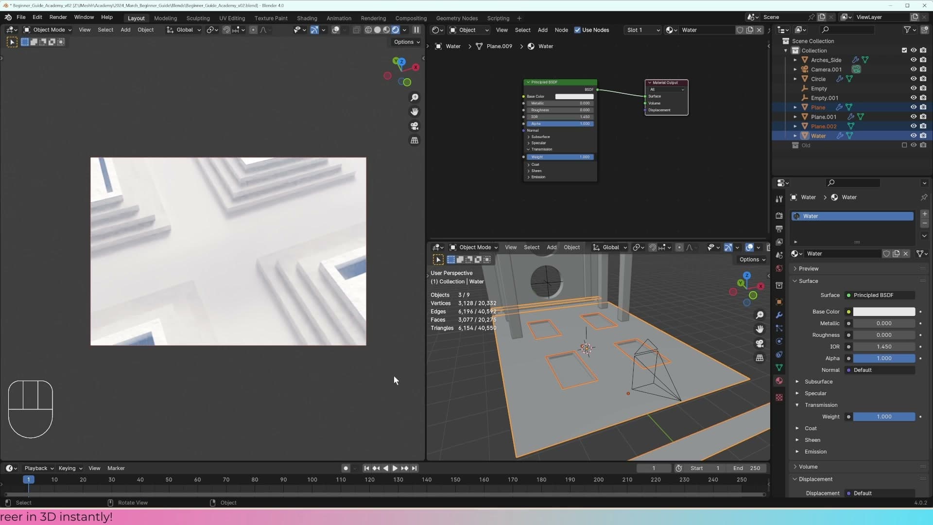 Ctrl+B drags out a render region so Cycles only re-renders the crop while you tweak the material.