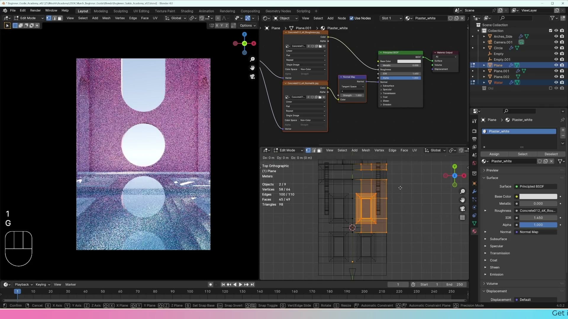 Edit mode wireframe selection used to slide the front geometry closer to the centre of the camera frame.