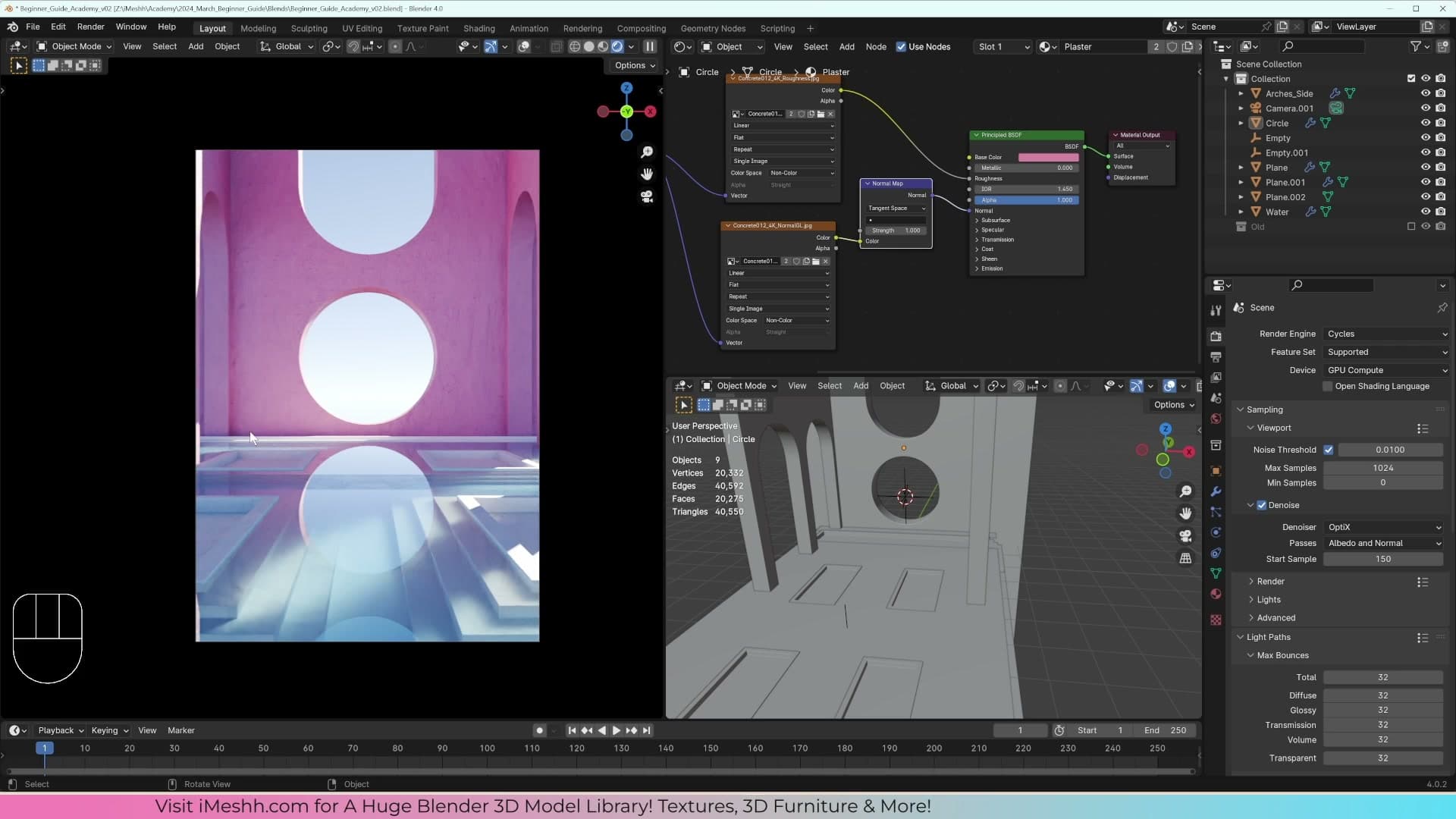A small bright reflection in the water, traced back to a piece of geometry behind camera that will be covered up later.
