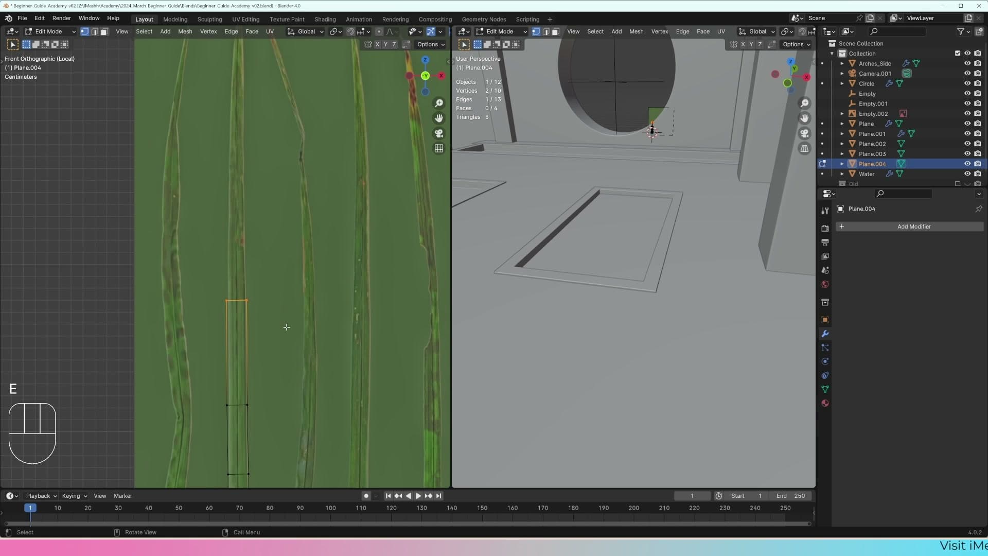 Vertices extruded along the blade, kept deliberately low-poly for scatter performance.