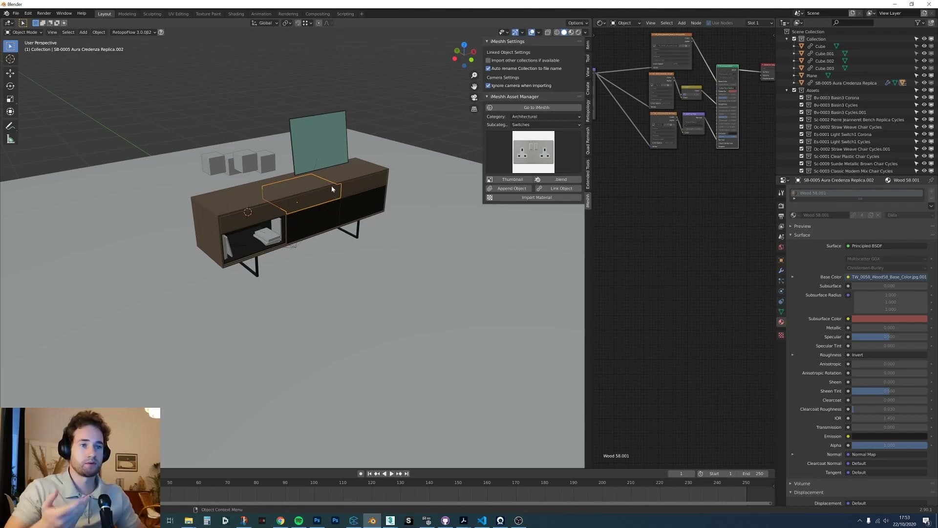 Appending imports static objects, while linking via collections keeps imported assets movable inside the scene.