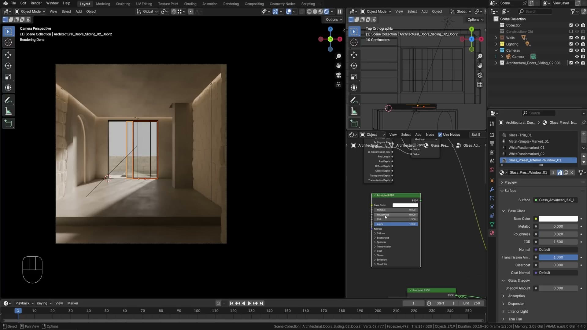 Comparison render showing much less noise from the updated glass shader
