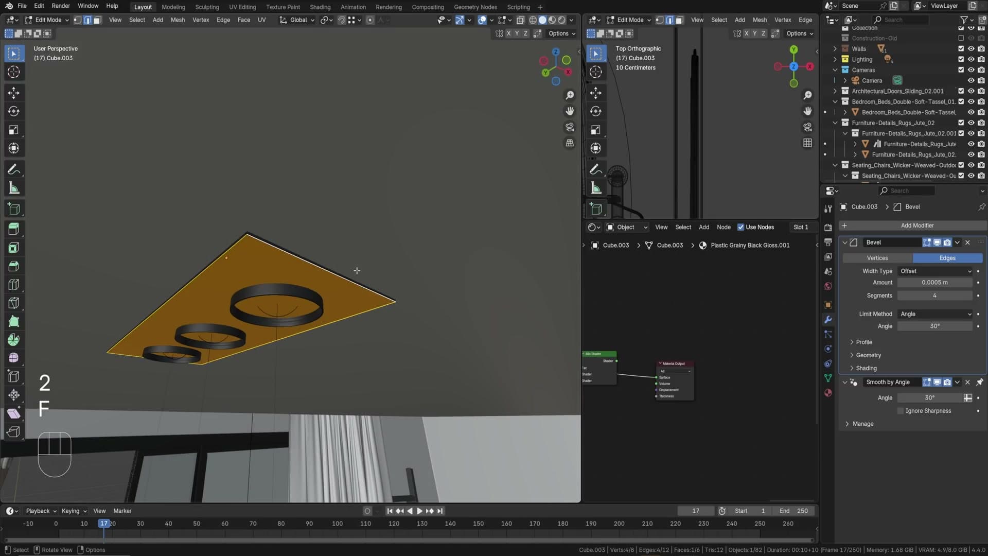 Closed solid cutter for the ceiling boolean