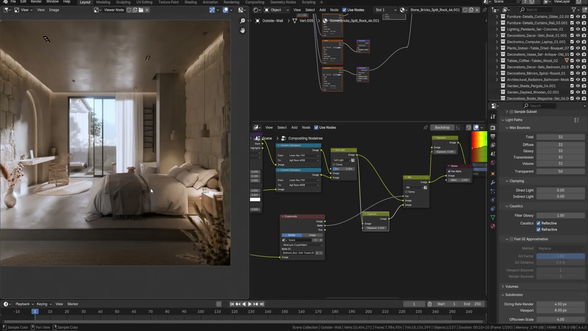 Selective bed brightening via Crypto Matte