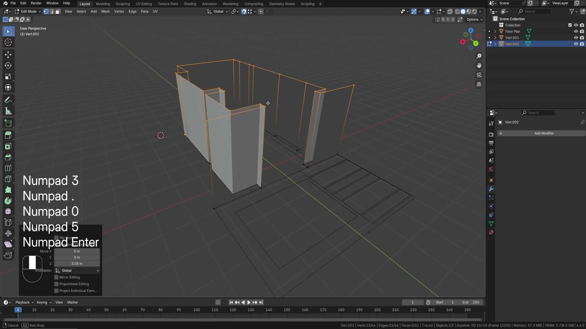Walls extruded up to 3.05 metres