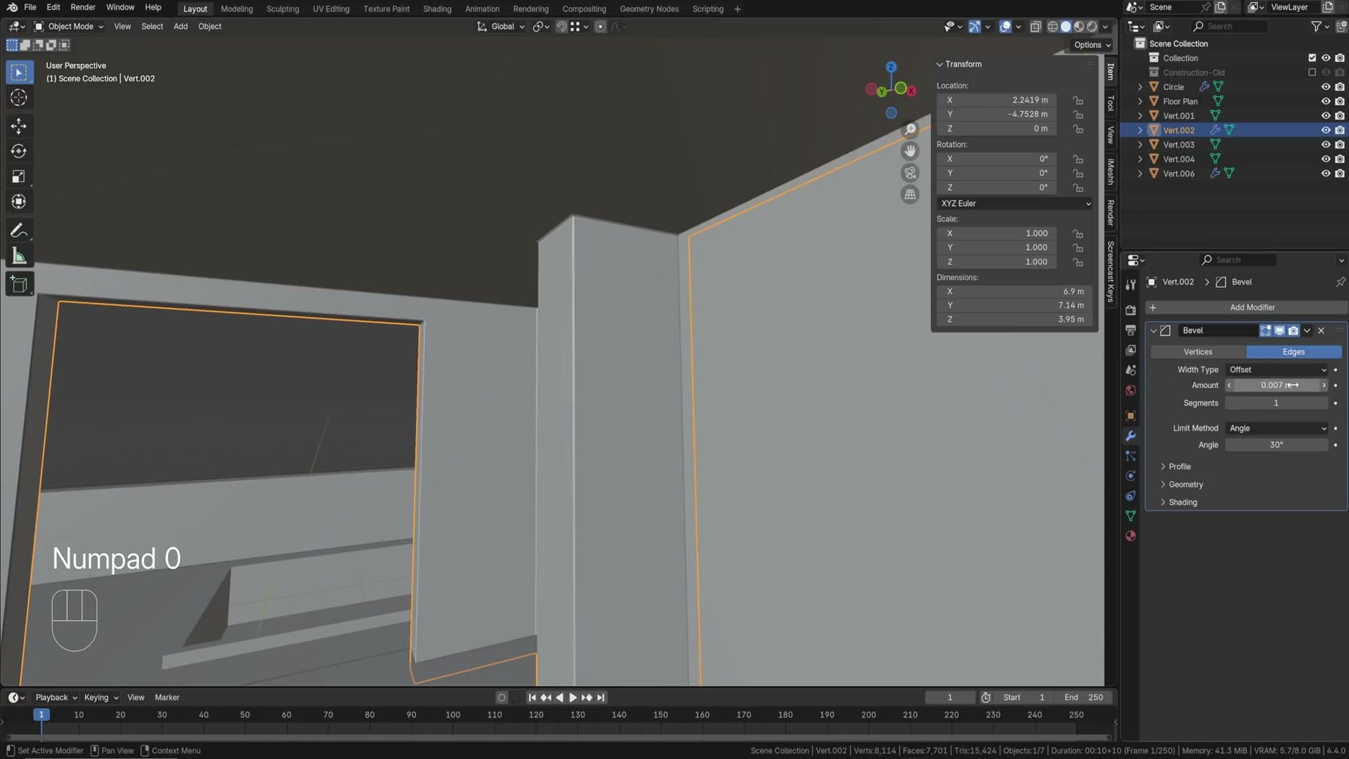 Copying bevel + subdivision modifiers between walls
