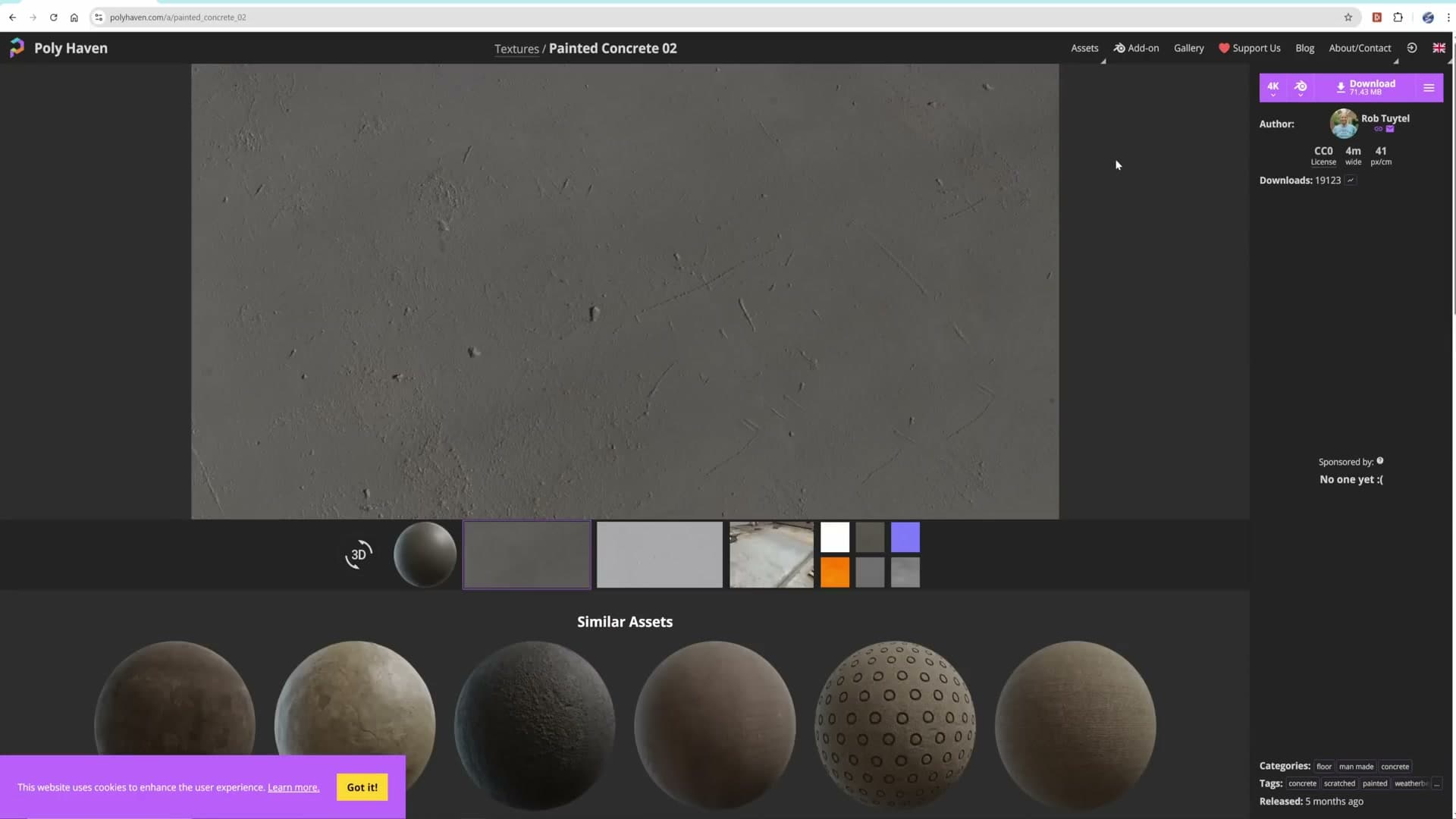 Painted concrete texture from Poly Haven
