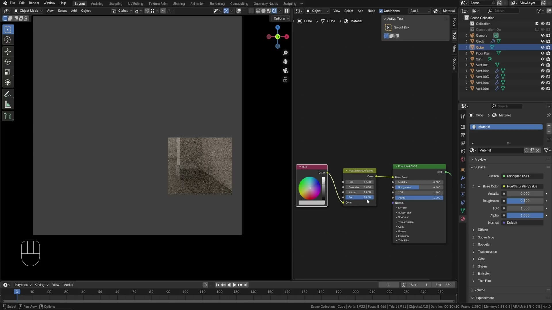 Hue/Saturation value 4 making the floor very bright