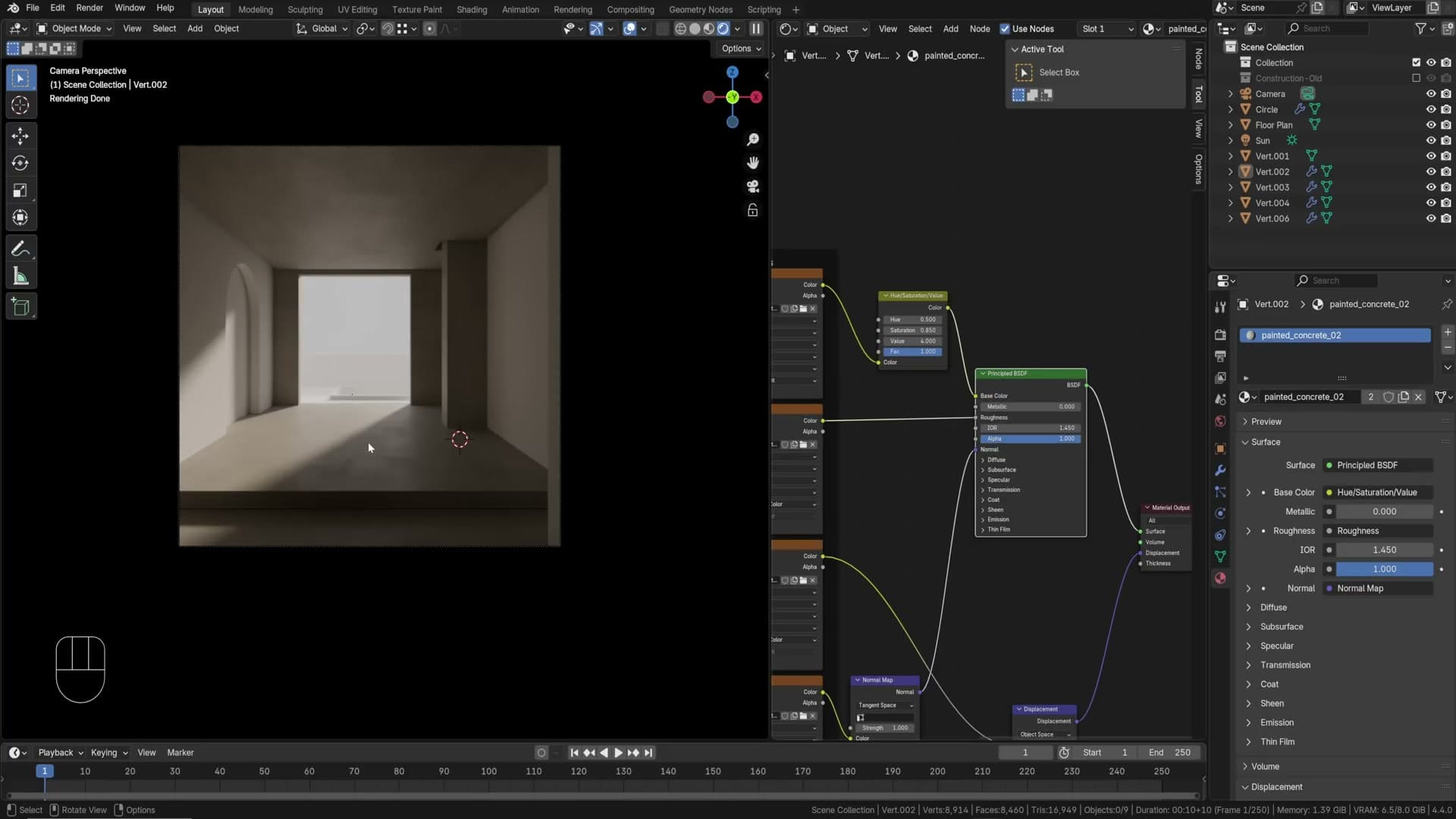 Smart UV Project running on the wall mesh