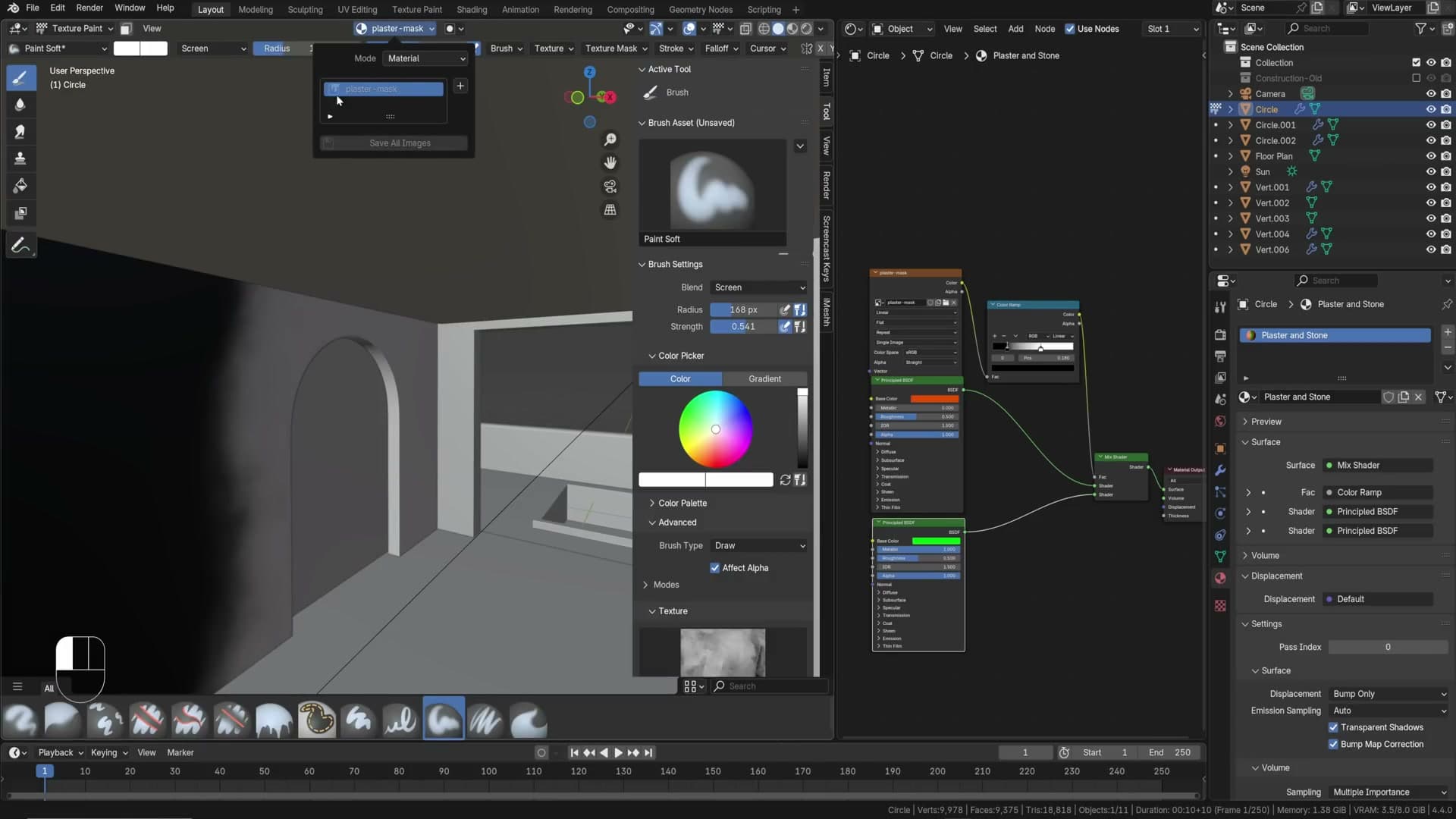 Mix Shader with the painted mask in the Fac input