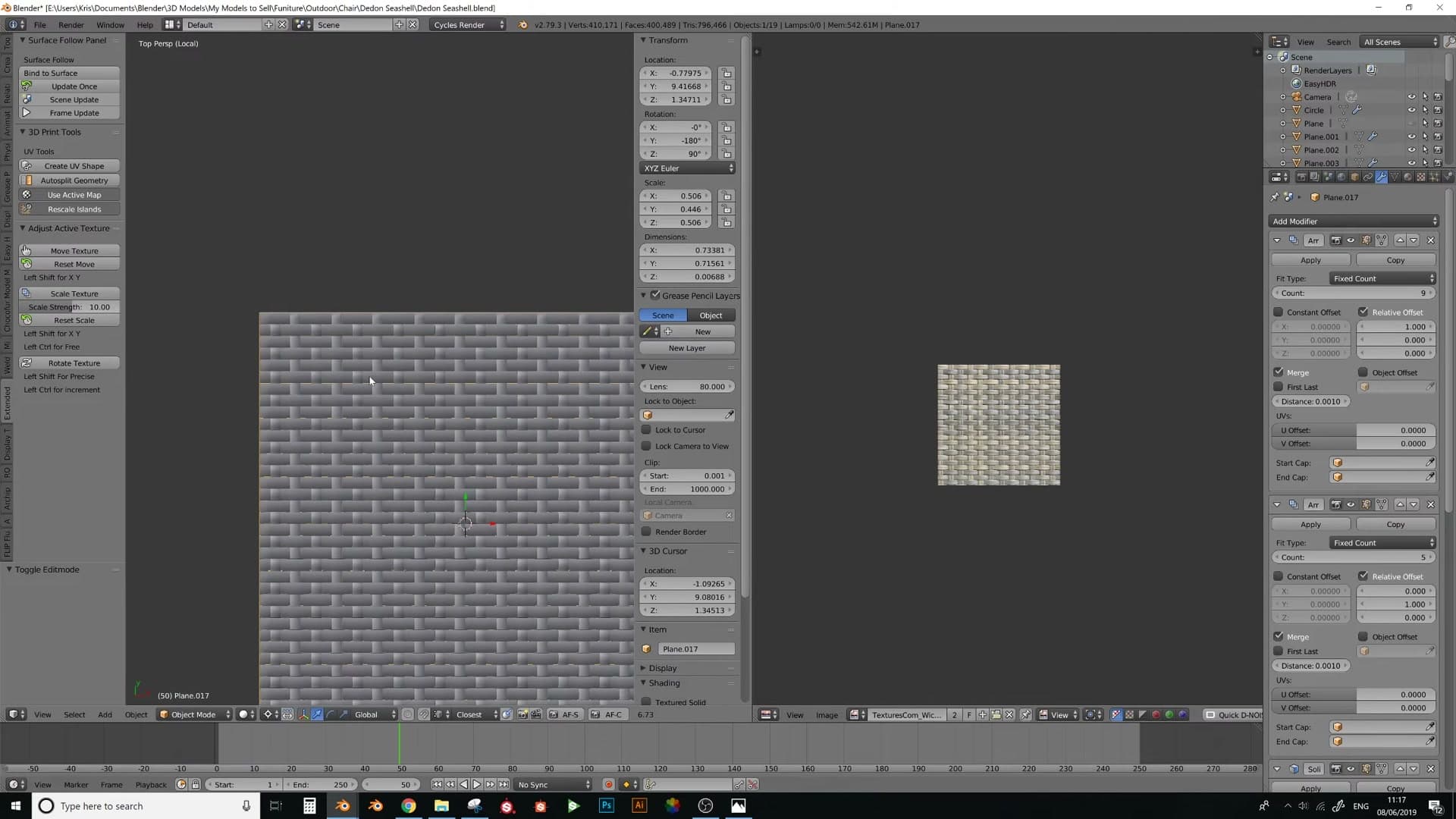 Shift+Tab toggles snap. With closest-vertex mode active, G+Y moves a copy exactly one width to the next vertex.
