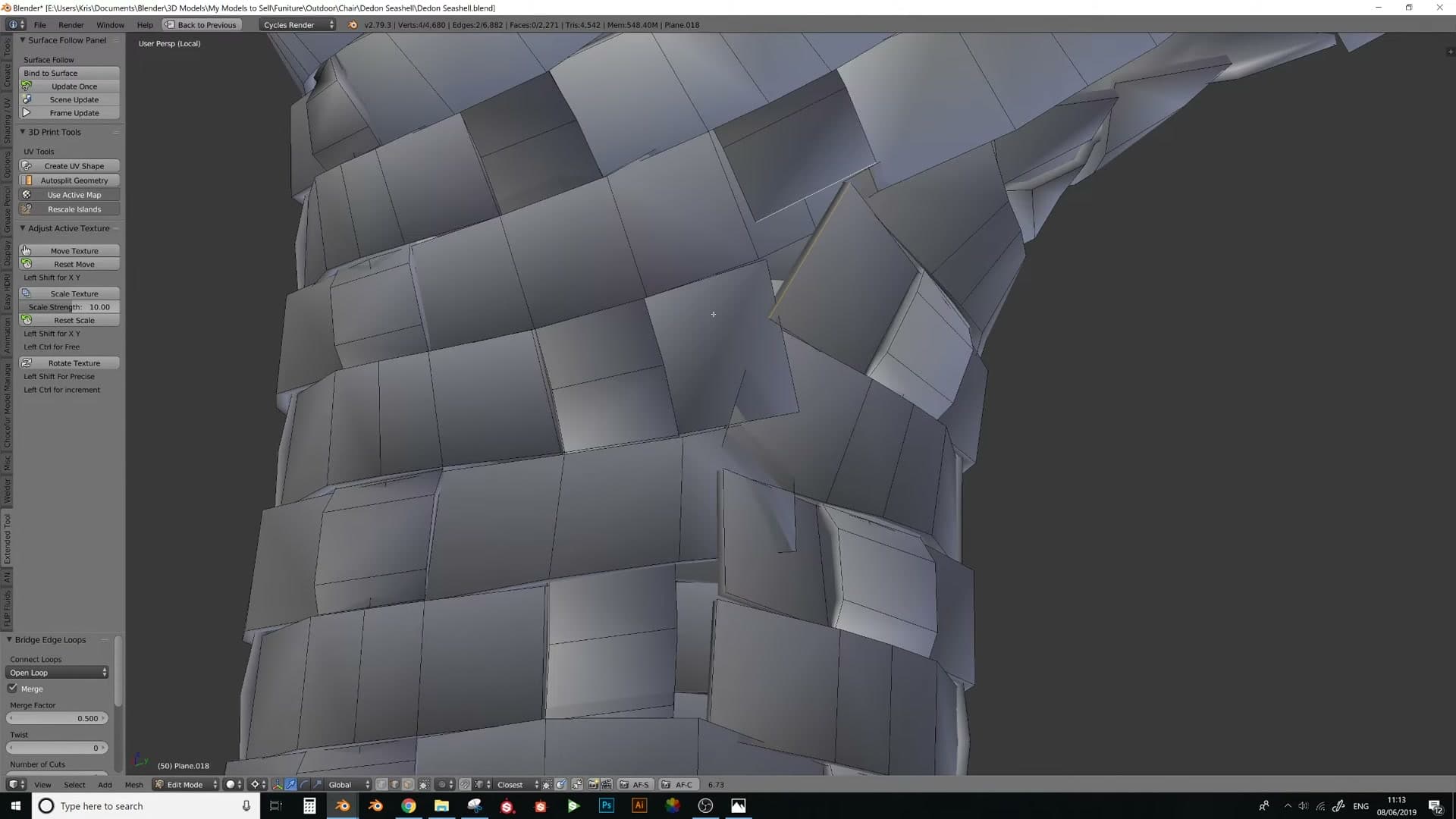 Working systematically down the model. Every loose strand on the chair needs a partner.