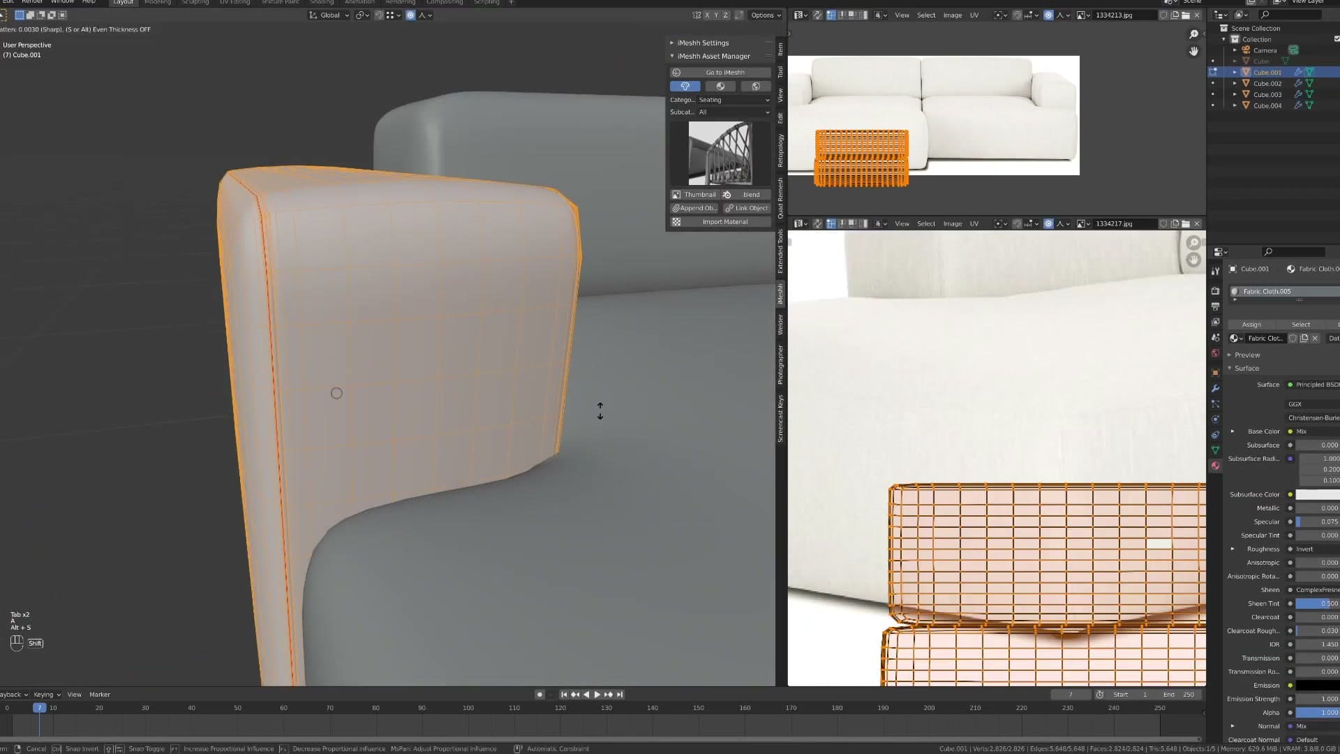 Bevel modifier applied to the frame with two segments and a small width value.