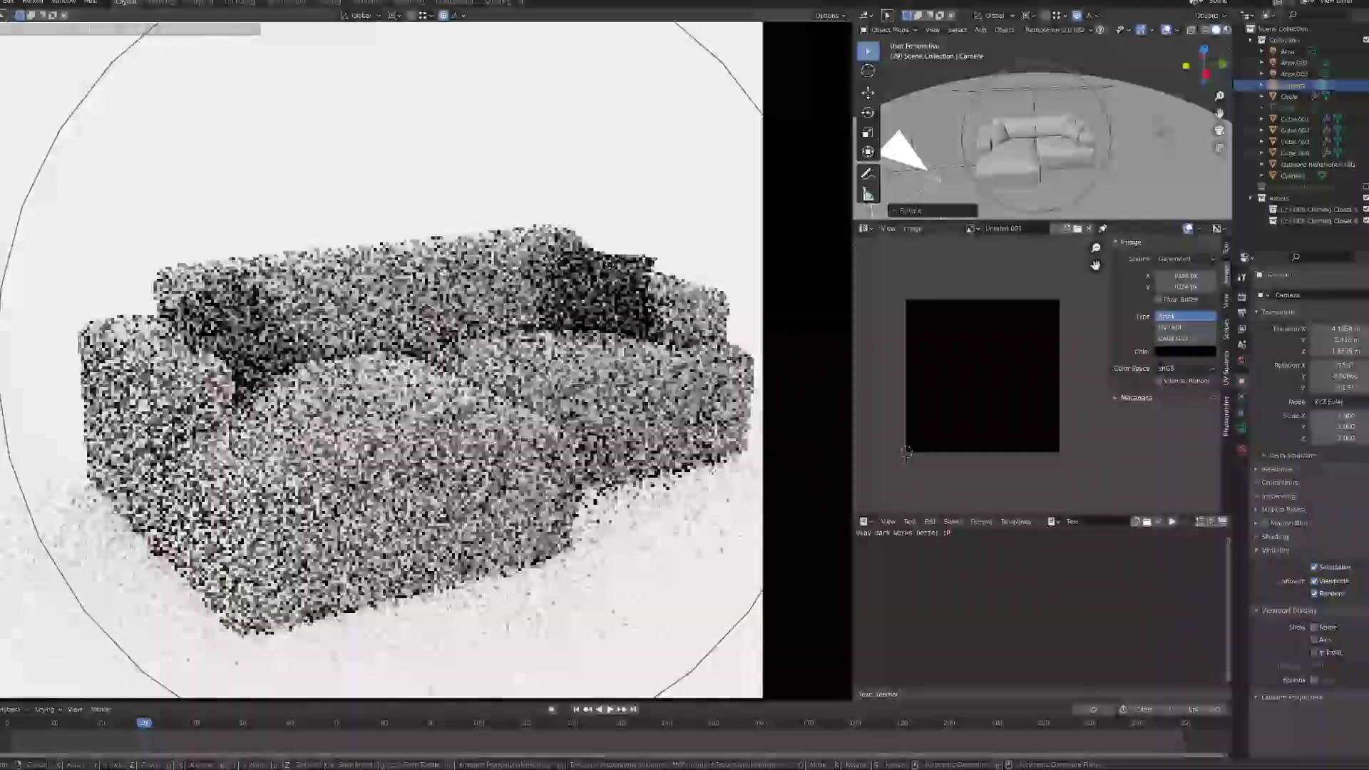 Finished sofa on a turntable rotation, ready for archviz scenes.