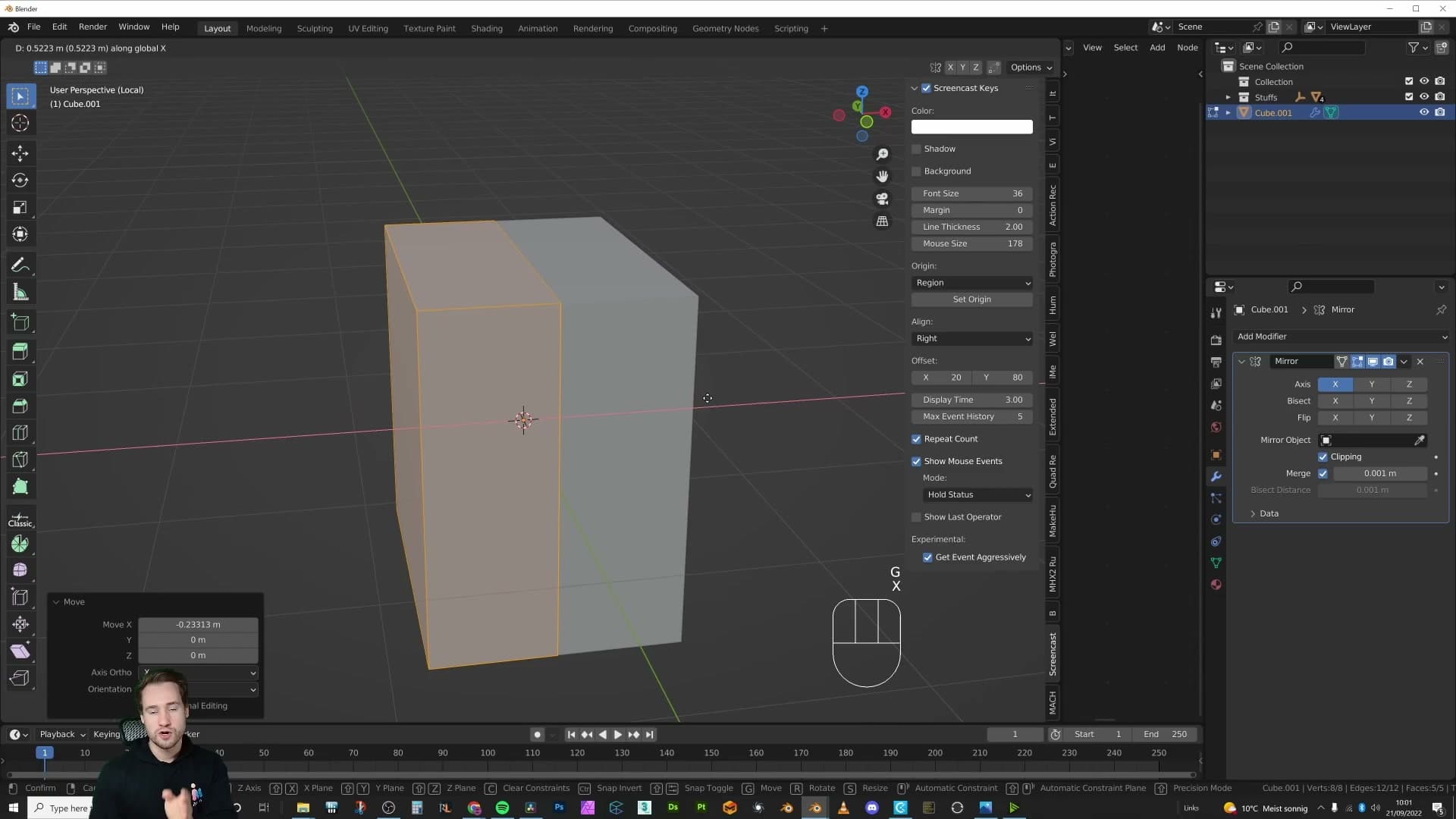 Vertices being pulled across the X-axis seam and locking together because clipping is enabled.