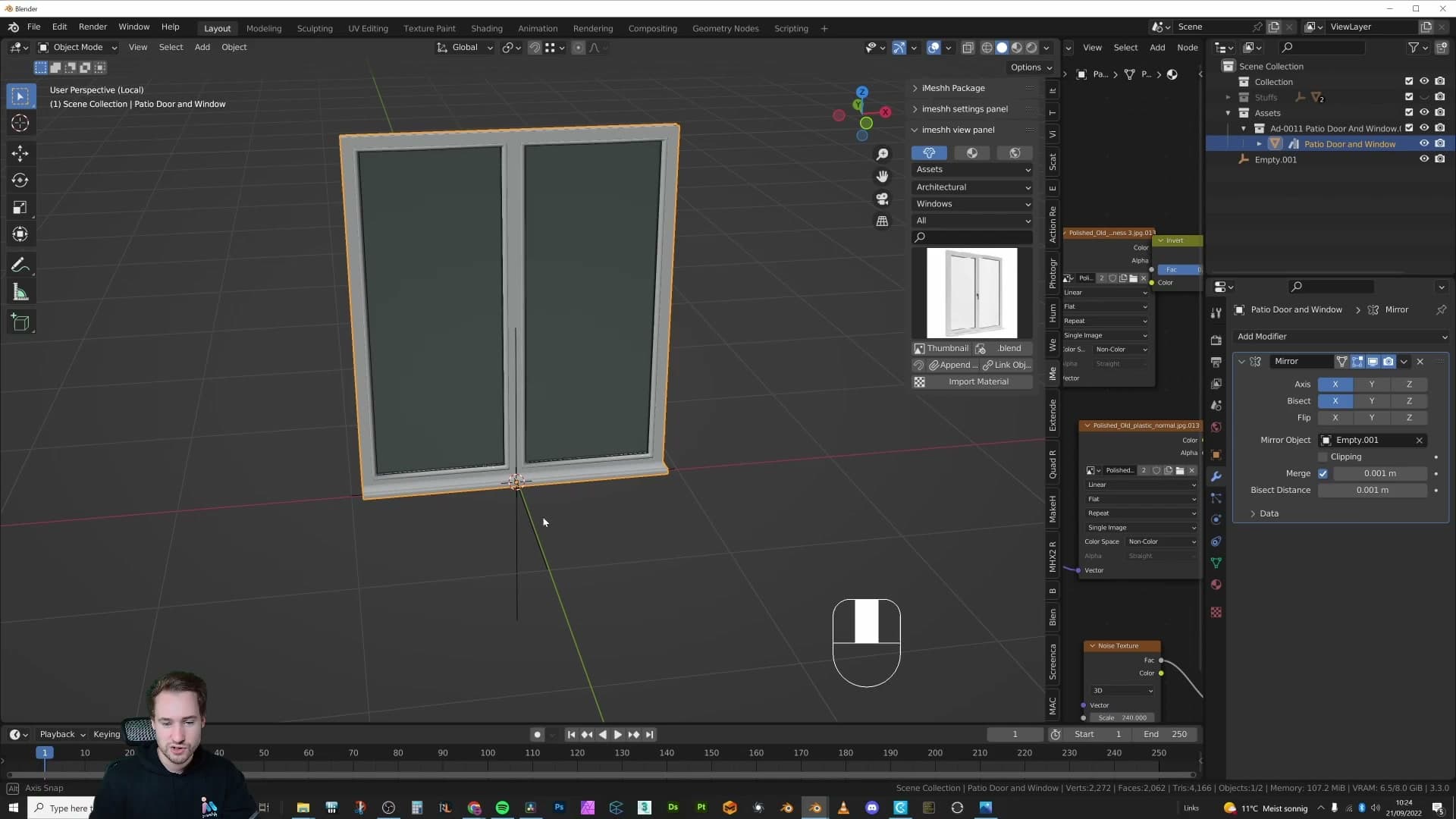 Empty snapped to the door's edge with Shift+S Cursor to Selected, set as the modifier's mirror object.