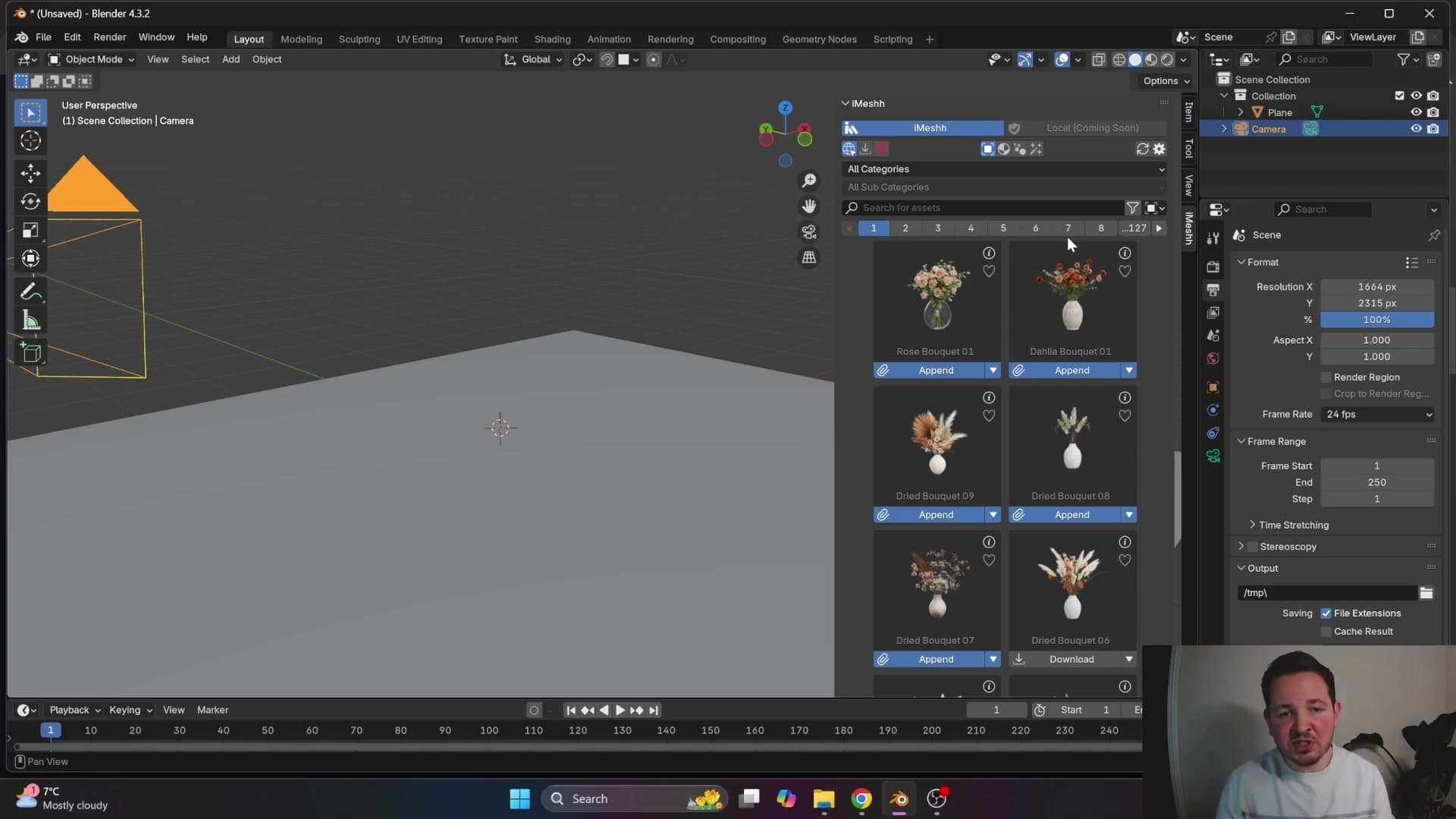 Pressing N to open the sidebar reveals the new iMeshh tab alongside Item, Tool, and View.