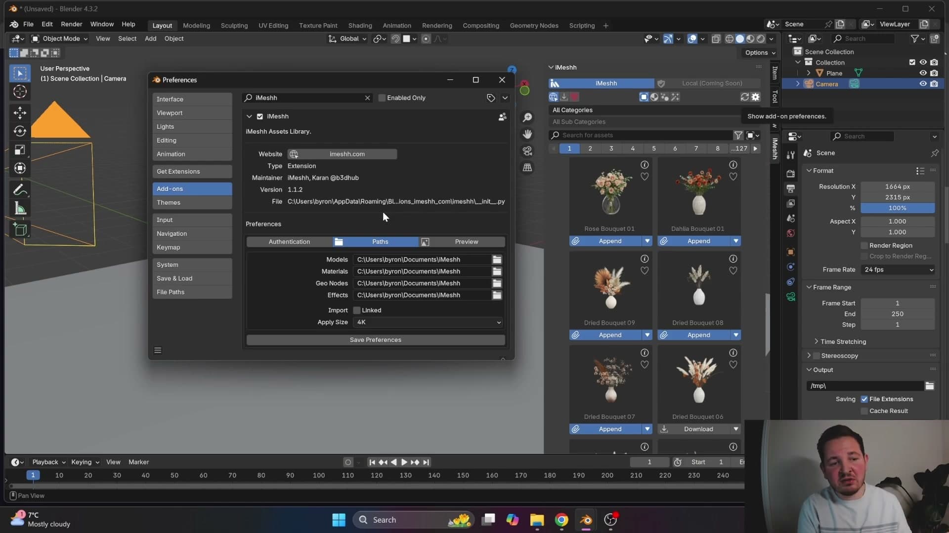 Per-category folder pickers let you route downloads to a separate drive for each asset type.