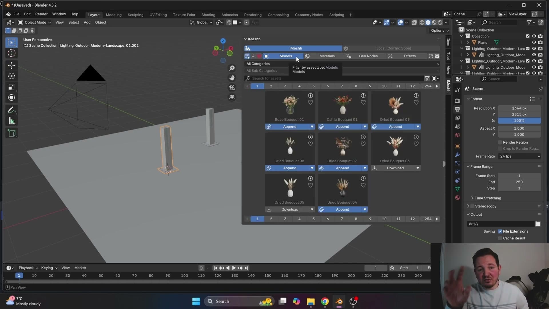 Stretching the N-panel reveals labelled tabs: Models, Materials, Geo-nodes, Effects.