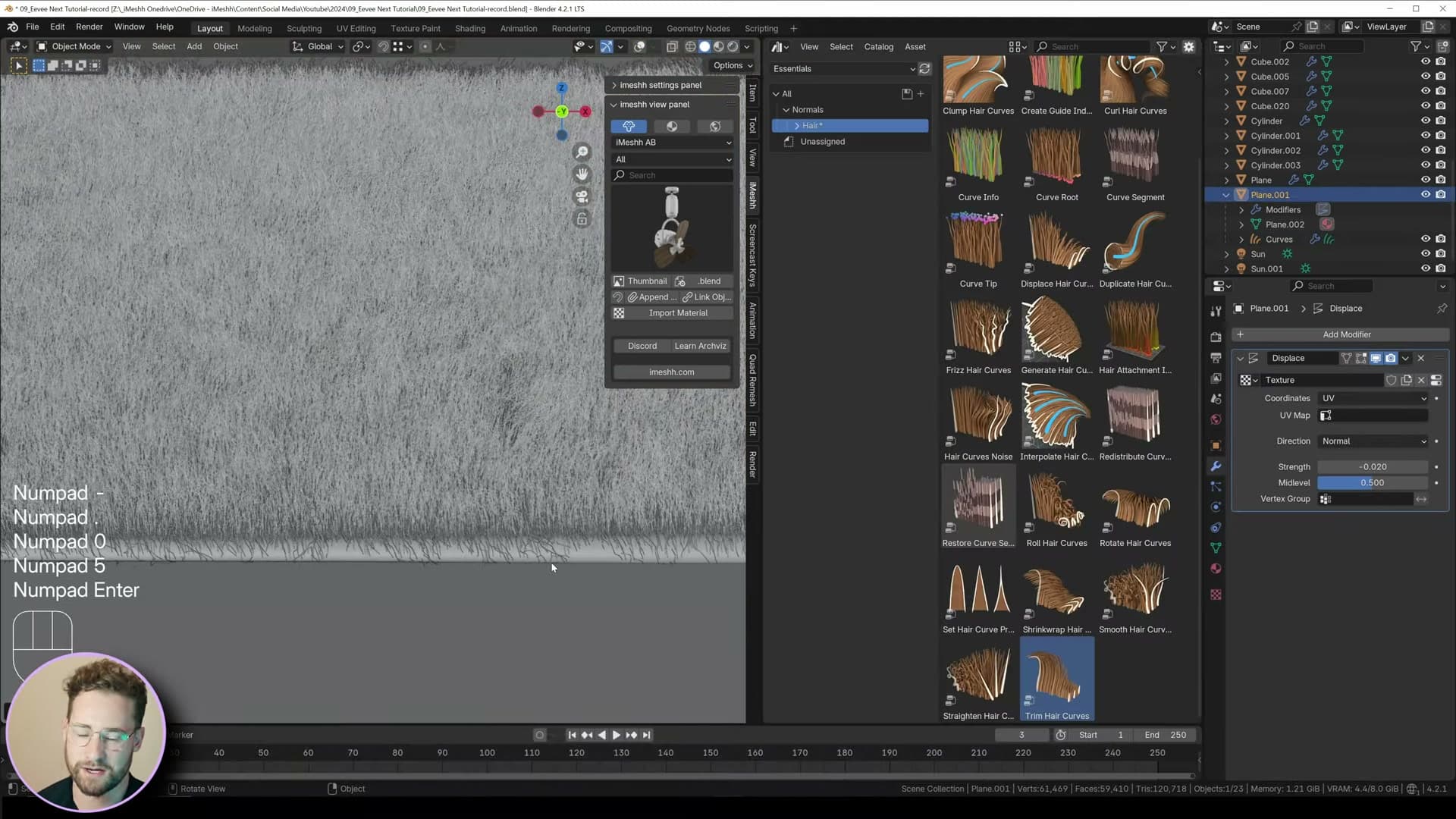 Generated texture coordinate wired into base colour gives the carpet its dirty, walked-on look.