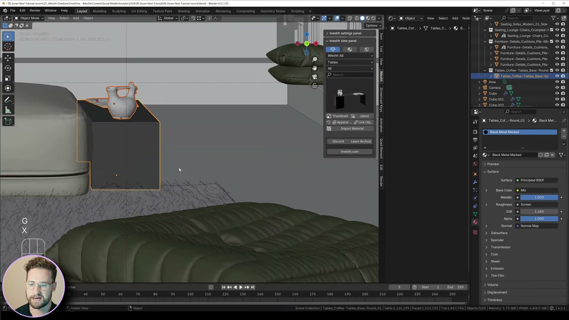 Desaturated near-white Sheen Tint giving the chair a soft, fabric-like edge highlight.