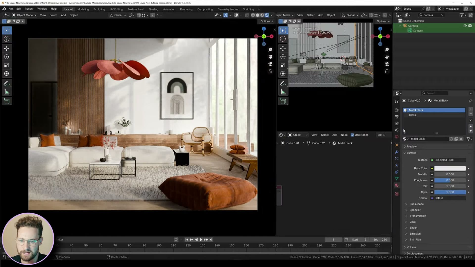 Camera at f/5 with depth of field on; environment lighting contribution dropped to zero for stronger contrast.
