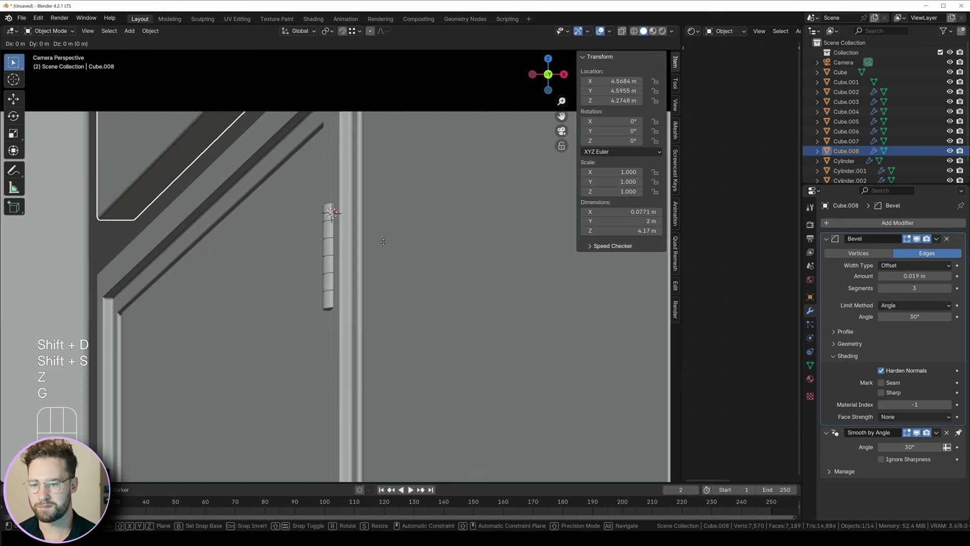 Mirrored door hardware to the opposite leaf with Object > Mirror on the Y axis.