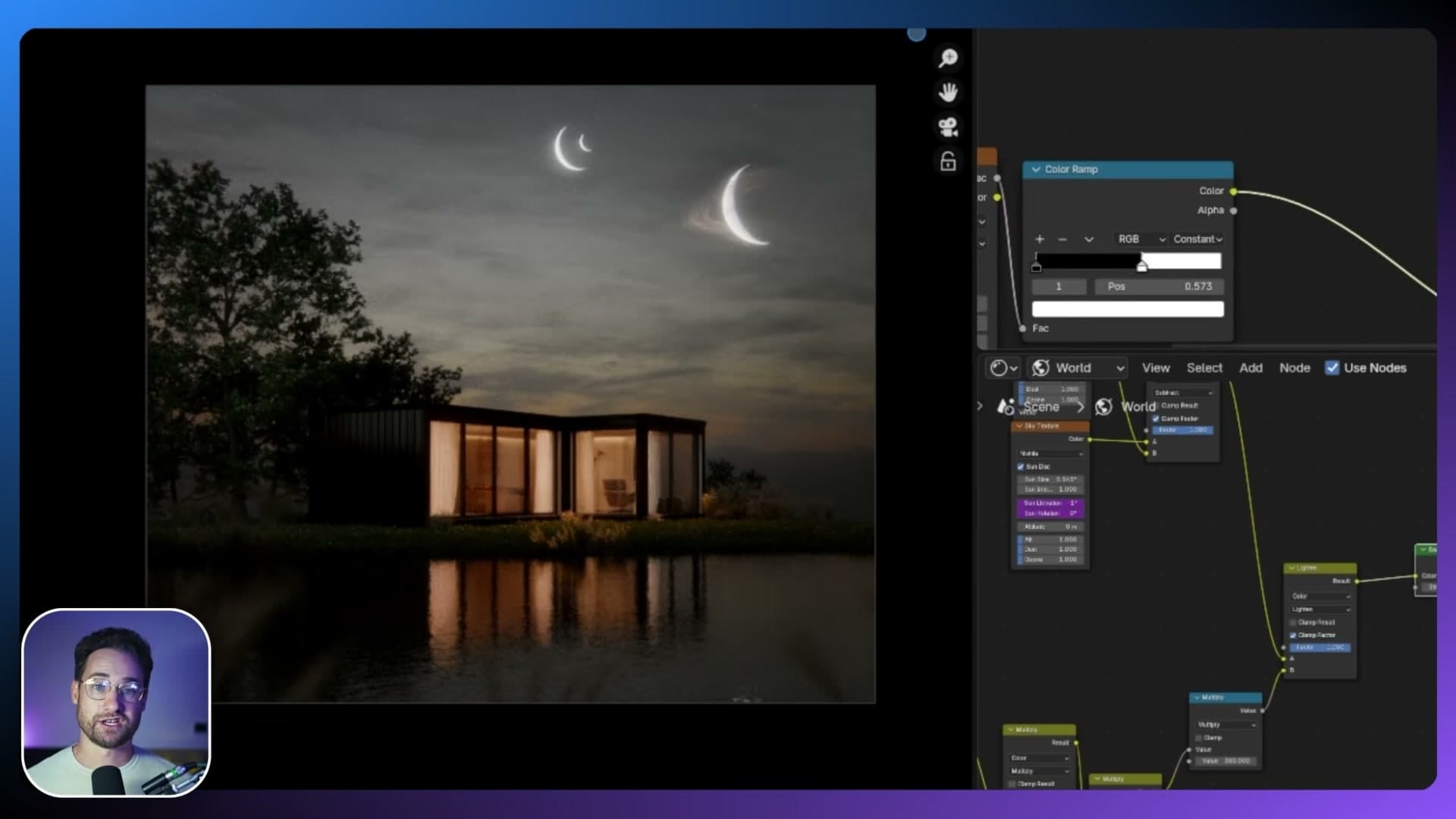 Finished scene with planets, clouds, atmospheric haze and projected stars