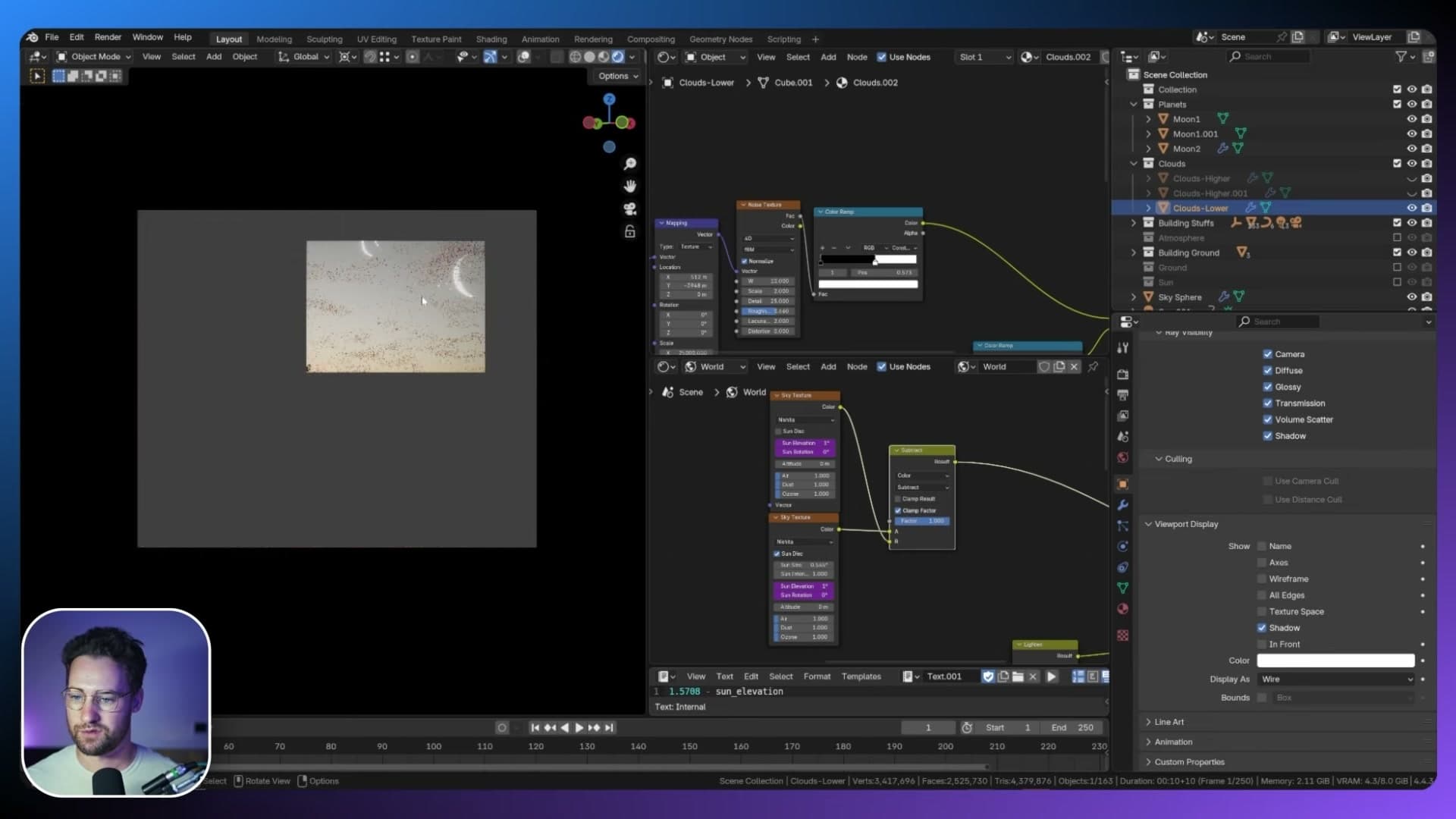 Realistic volumetric clouds appearing in the render preview