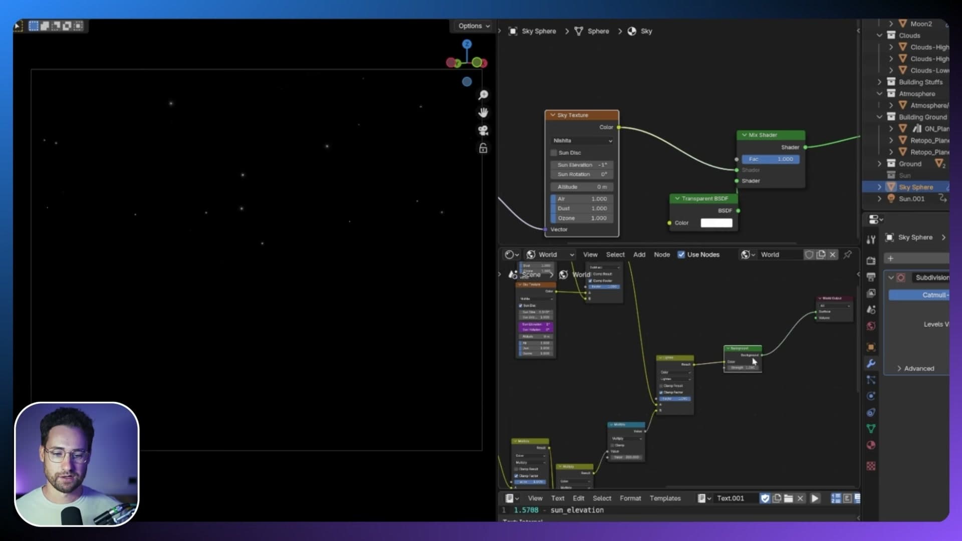 Vertical gradient masking stars toward the zenith where they're most visible